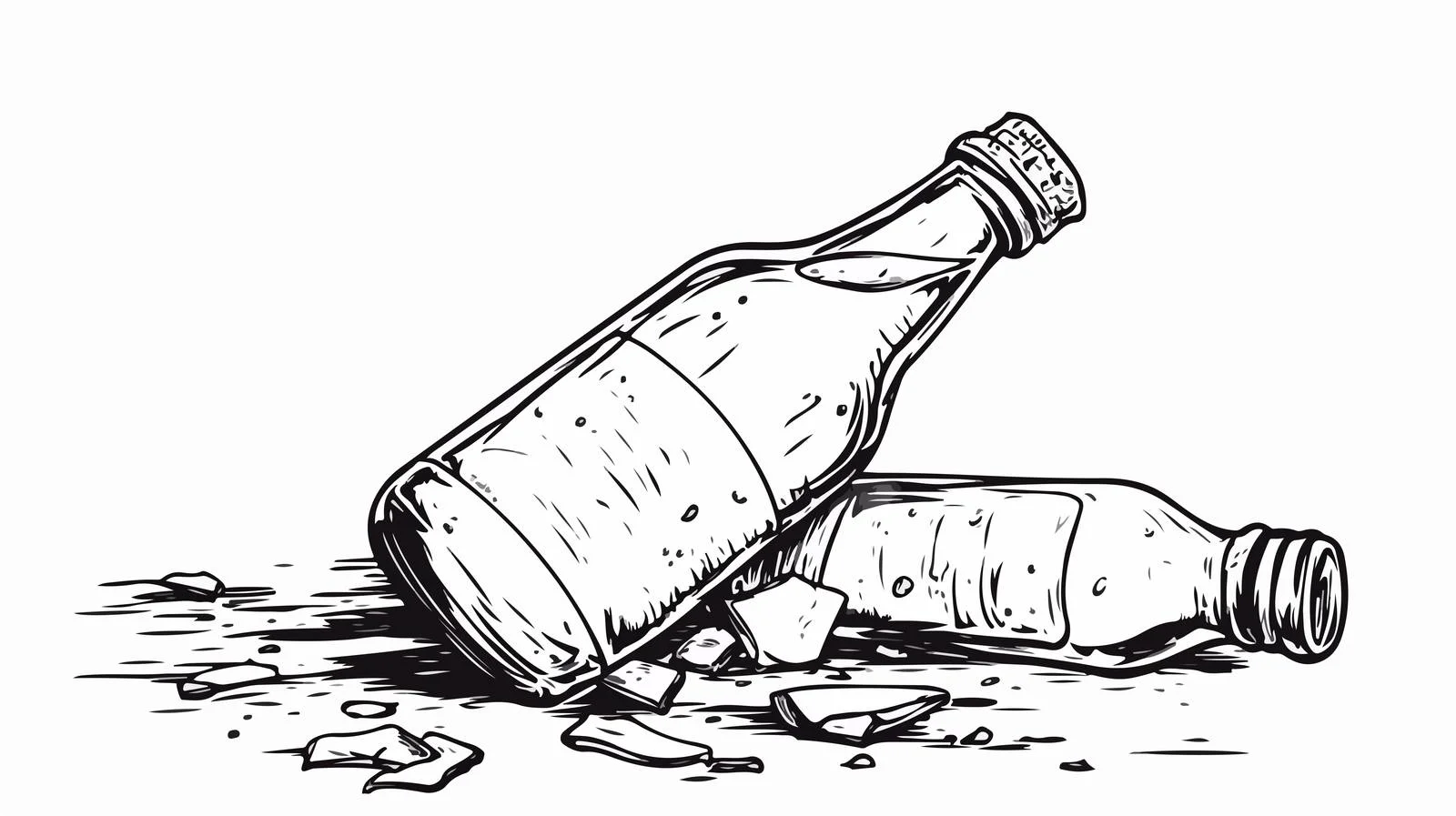 Hand-Drawn Broken Bottle Doodle — free download from Dotvec