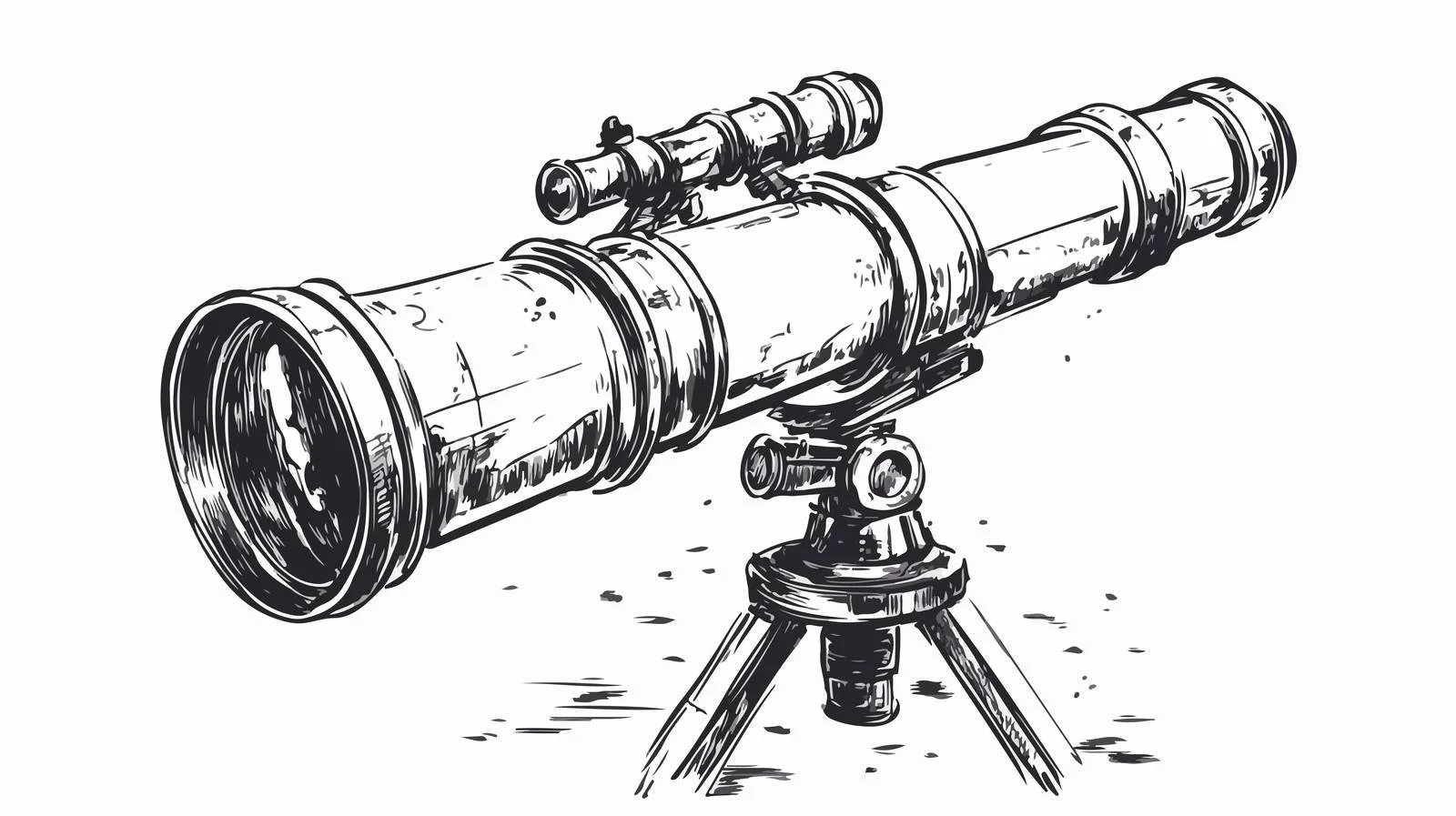 Detailed Telescope Doodle Illustration — free download from Dotvec