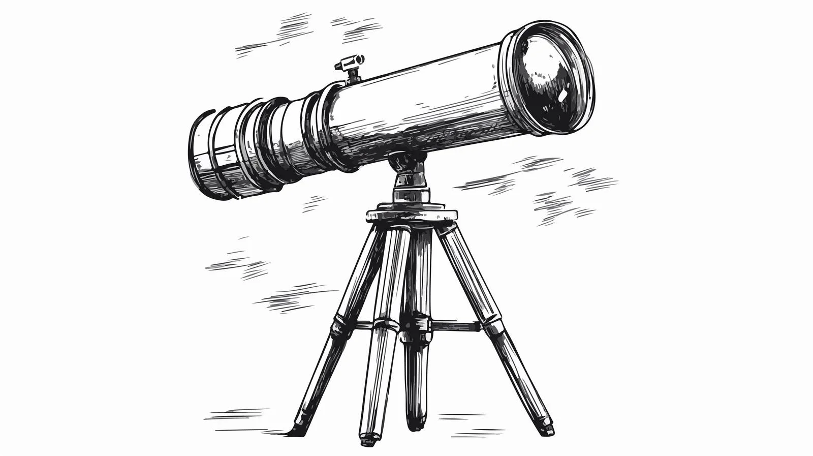 Large Telescope Line Drawing Doodle — free download from Dotvec