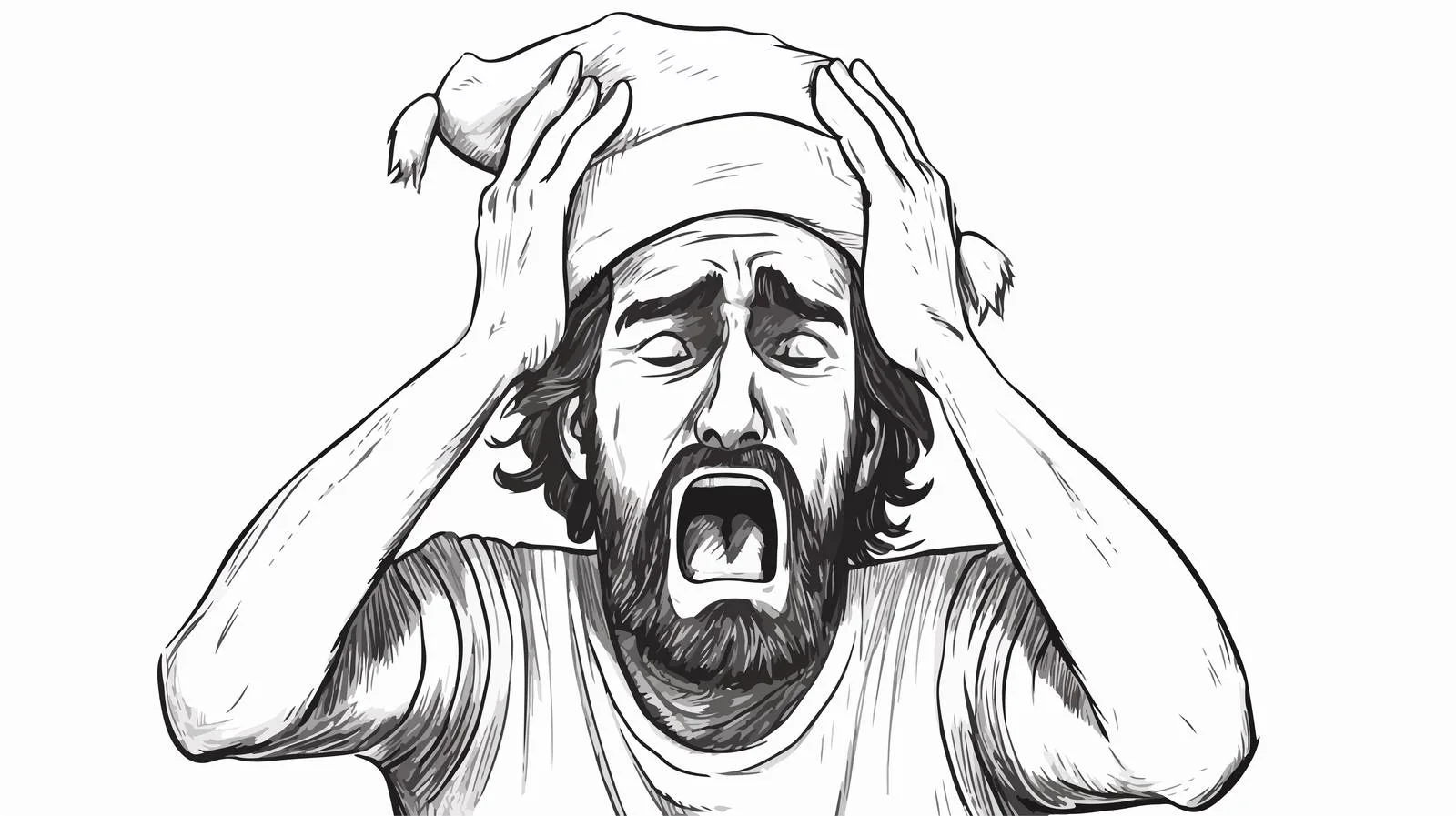 Stressed Man Line Drawing — free download from Dotvec