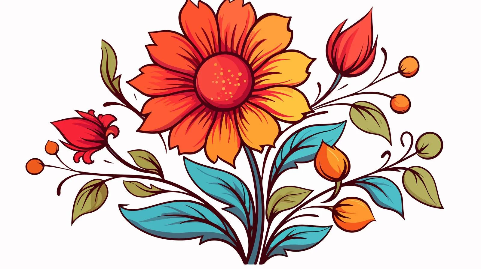 Quirky Cartoon Flower Illustration — free download from Dotvec