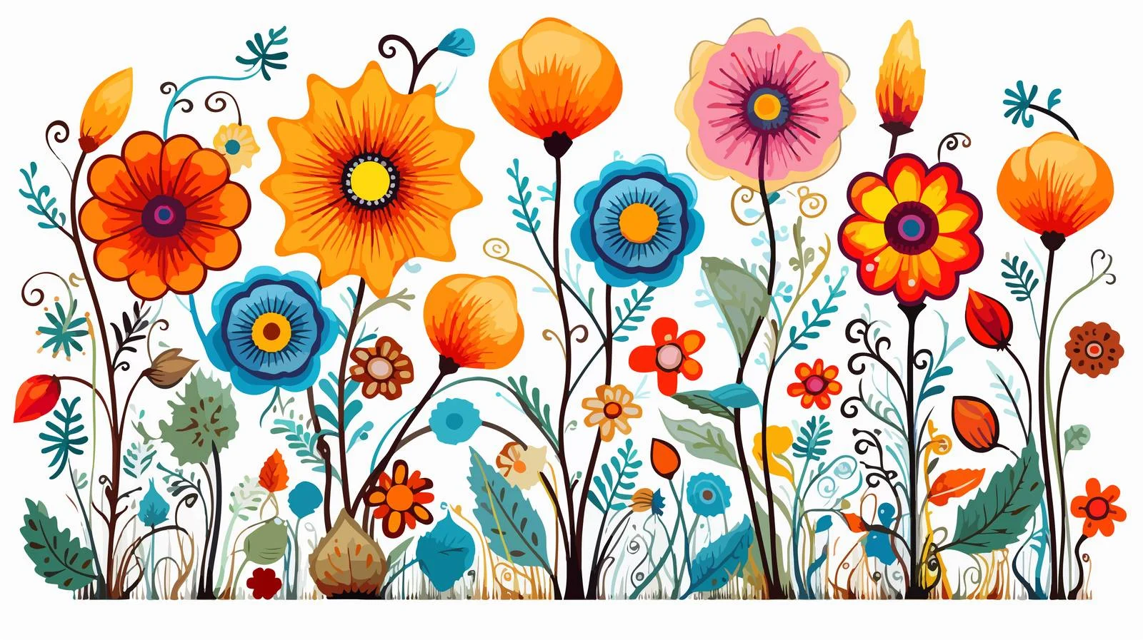 Hand-Drawn Quirky Cartoon Flower Illustration — free download from Dotvec