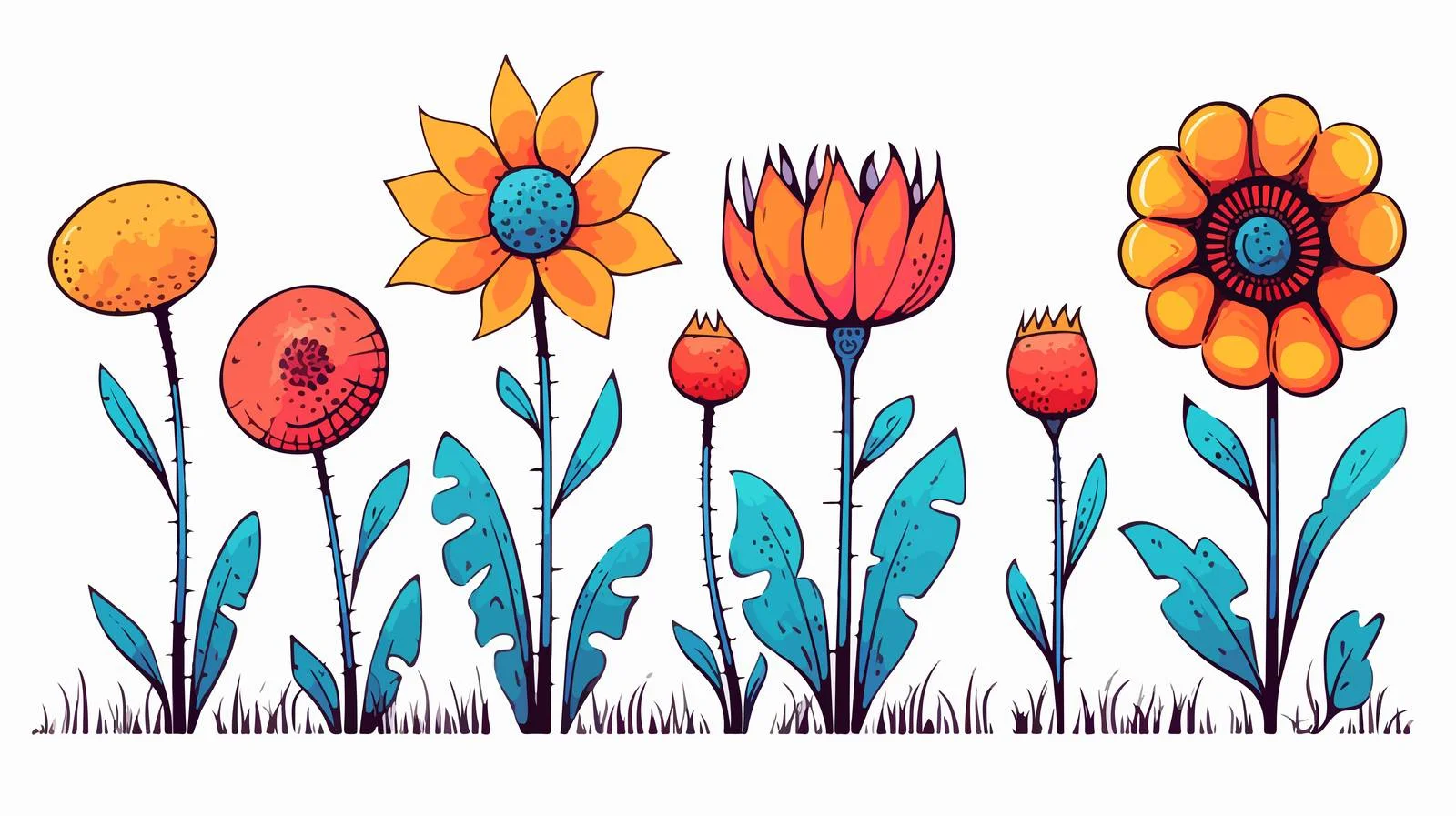 Quirky Cartoon Flower Illustration — free download from Dotvec