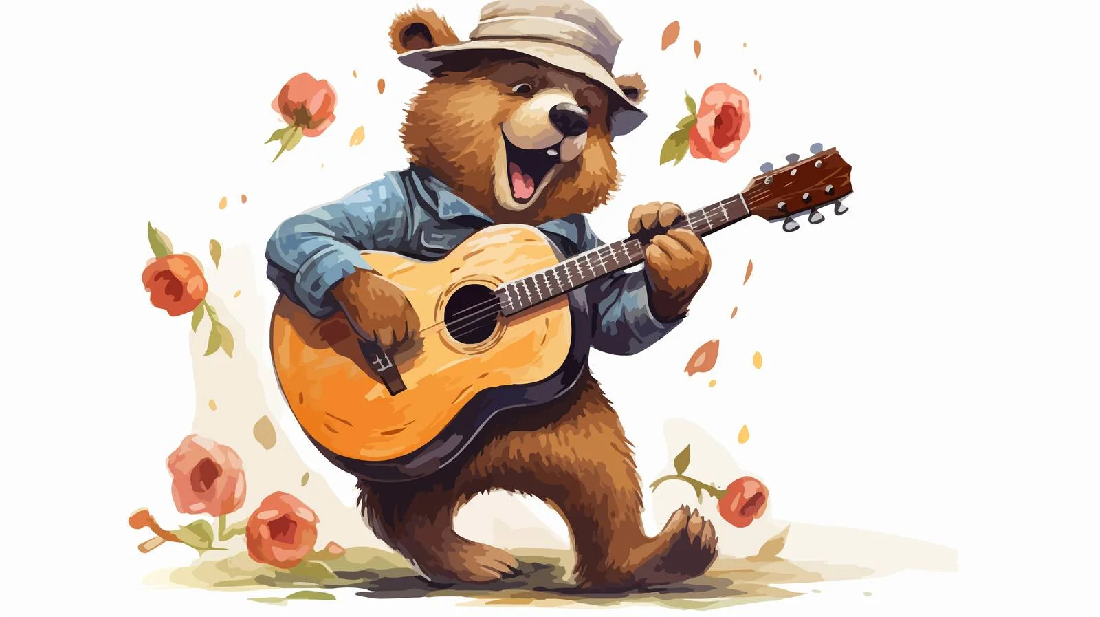 Quirky Singing Bear Illustration — free download from Dotvec