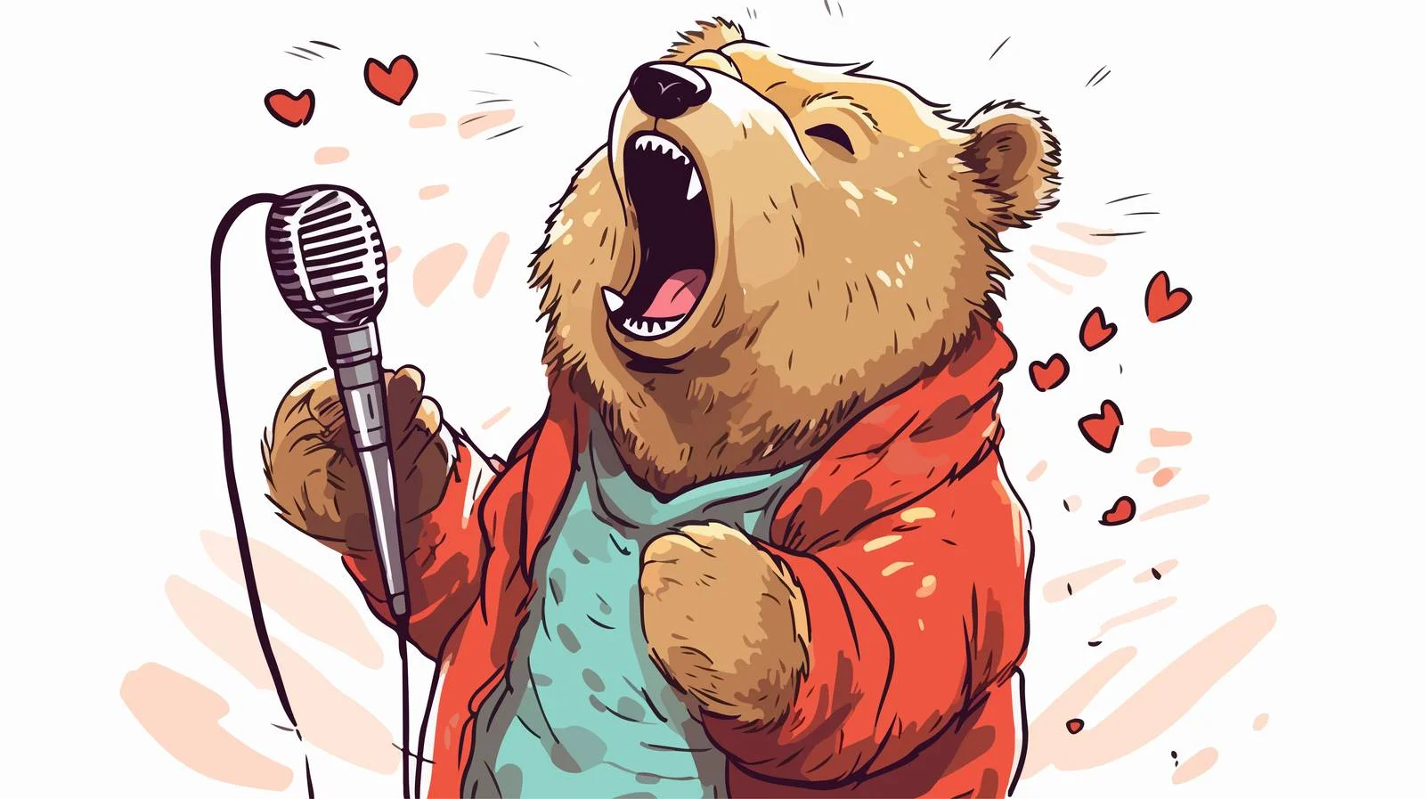 Quirky Singing Bear Illustration — free download from Dotvec