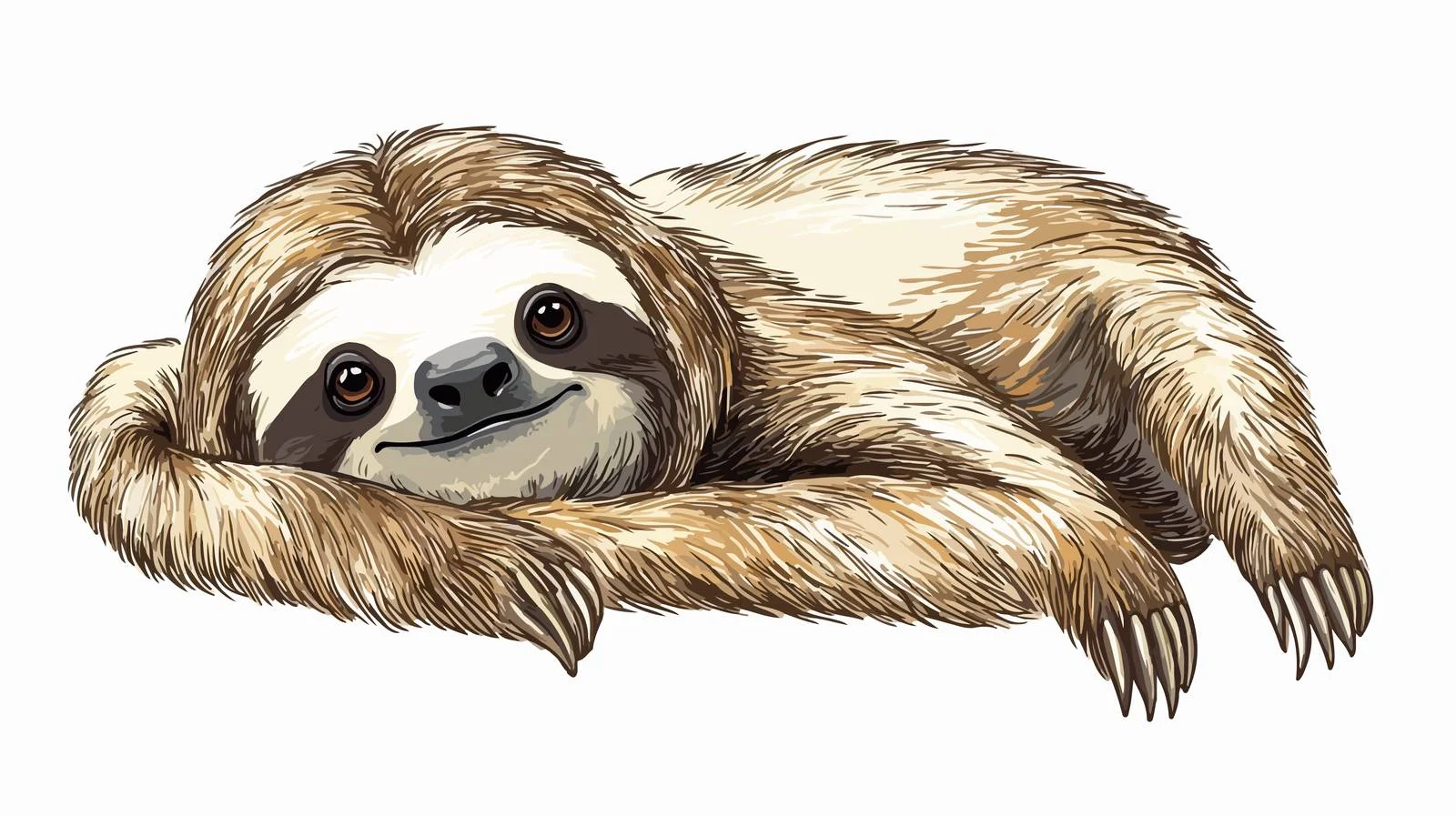 Quirky Sloth Cartoon Vector Illustration — free download from Dotvec