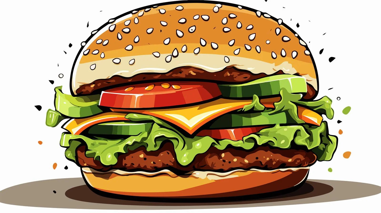 Quirky Veggie Burger Cartoon Vector — free download from Dotvec