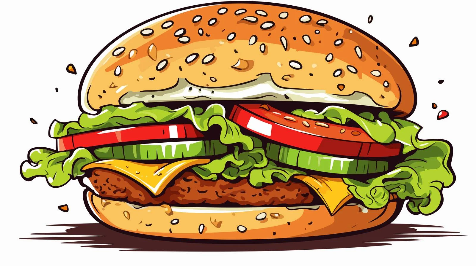 Quirky Cartoon Veggie Burger Illustration — free download from Dotvec