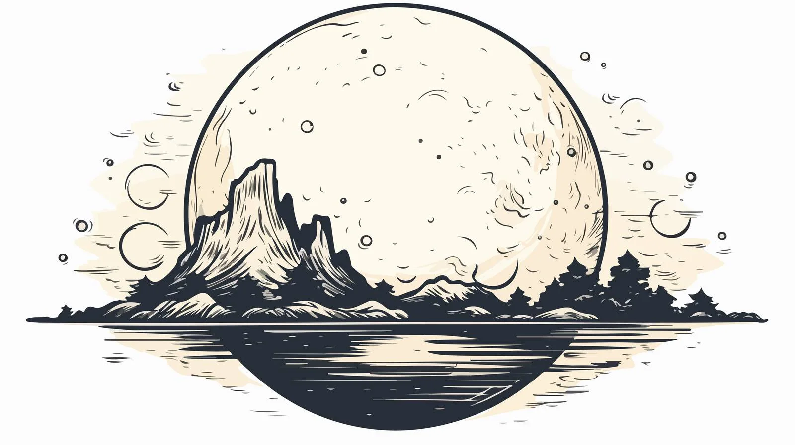 Whimsical Full Moon Cartoon Doodle — free download from Dotvec