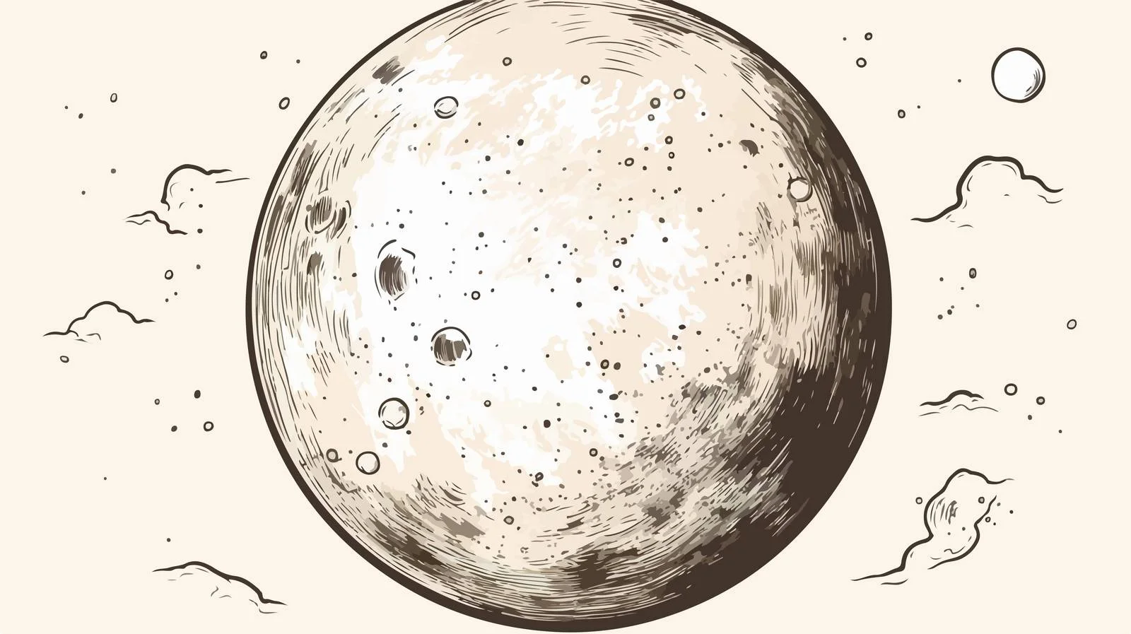Vintage Full Moon Cartoon Doodle — free download from Dotvec