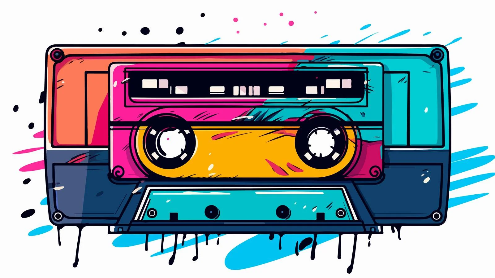 Retro Cassette Doodle Illustration — free download from Dotvec
