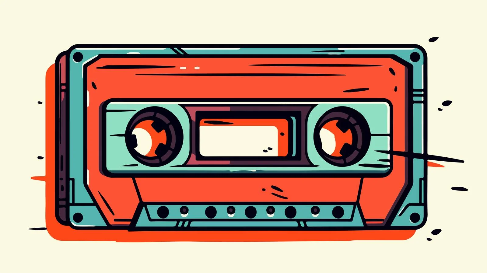 Retro Cartoon Cassette Doodle — free download from Dotvec