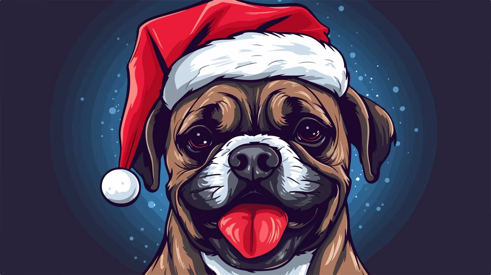 Festive Dog Santa Cartoon Drawing — free download from Dotvec