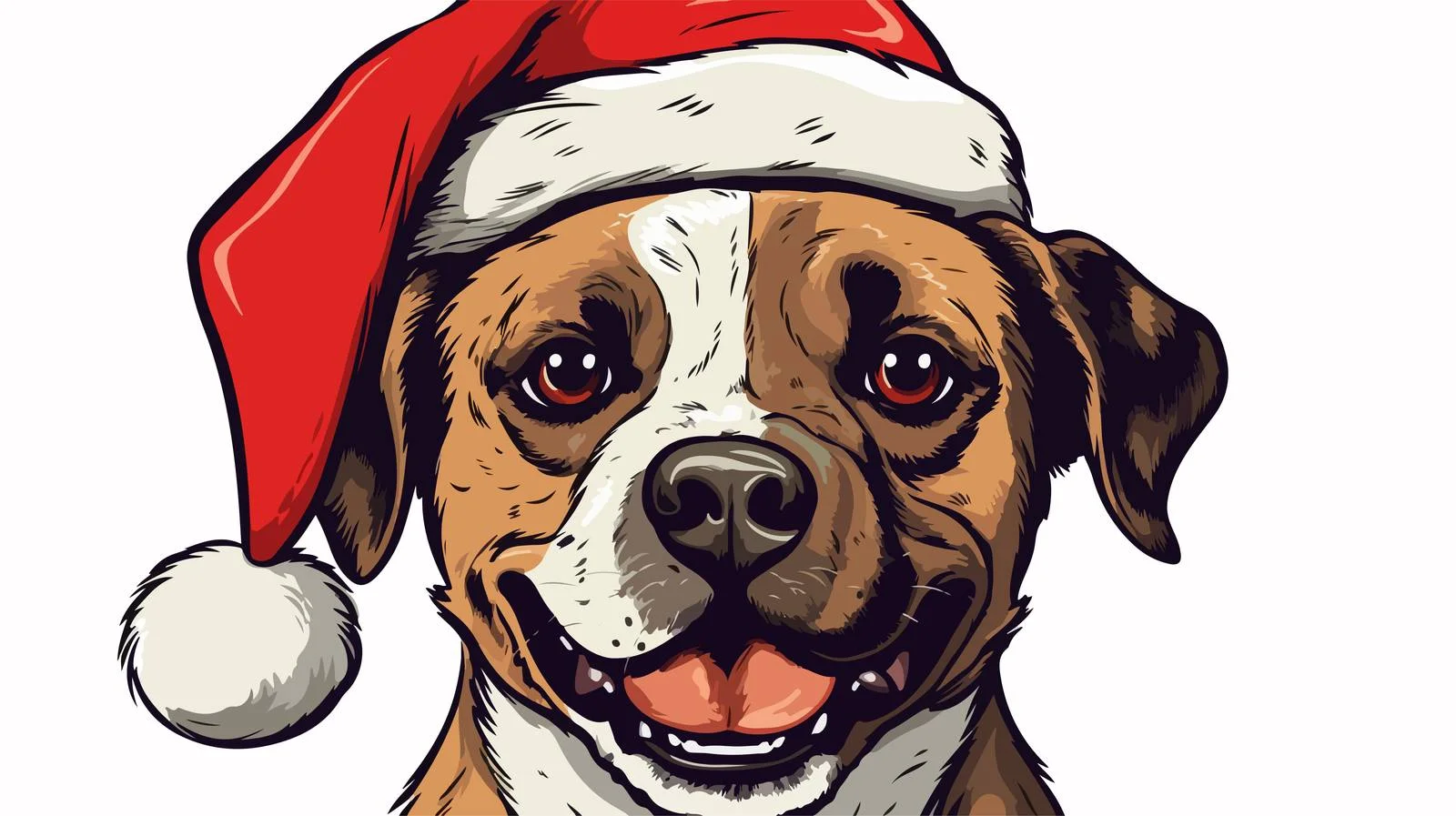 Vintage Dog in Santa Hat Cartoon — free download from Dotvec