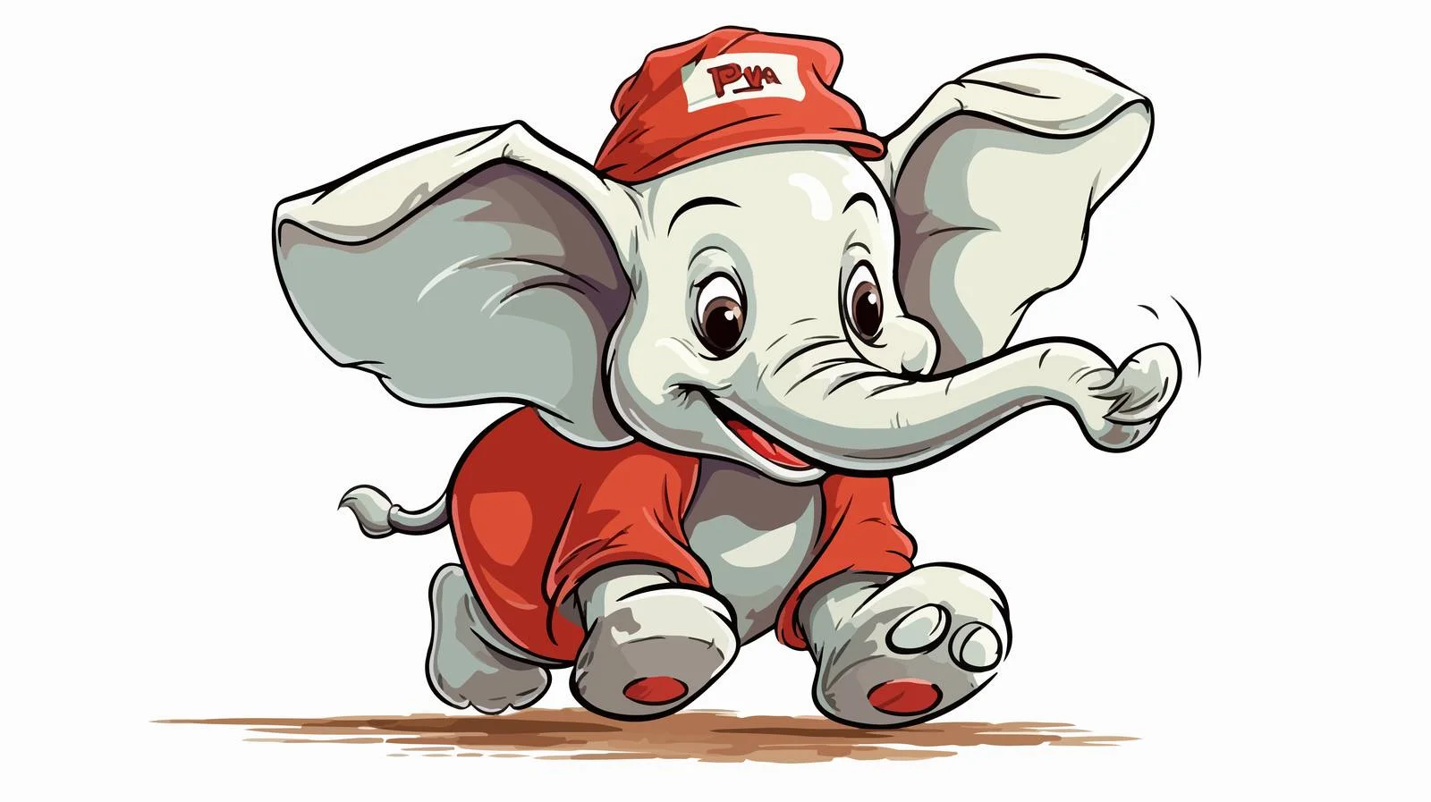 Vintage Elephant Cartoon Running Away — free download from Dotvec