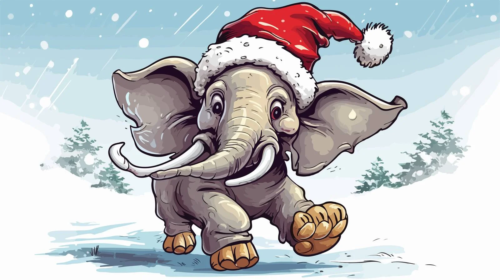 Whimsical Cartoon Elephant Running Unsurely — free download from Dotvec