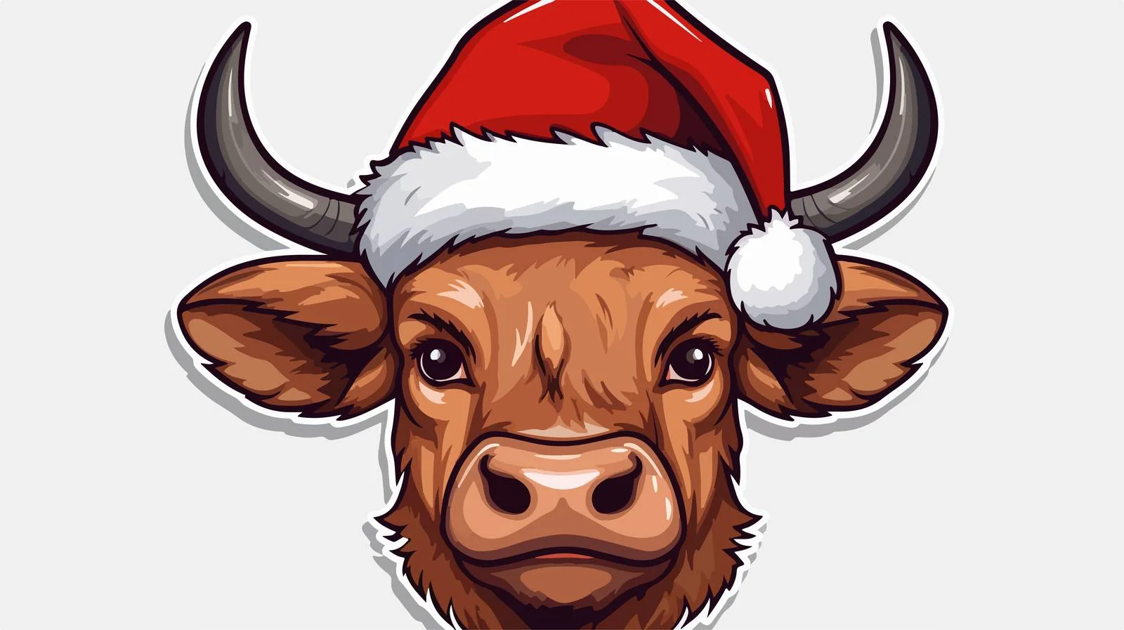 Festive Bull Sticker Cartoon Illustration — free download from Dotvec