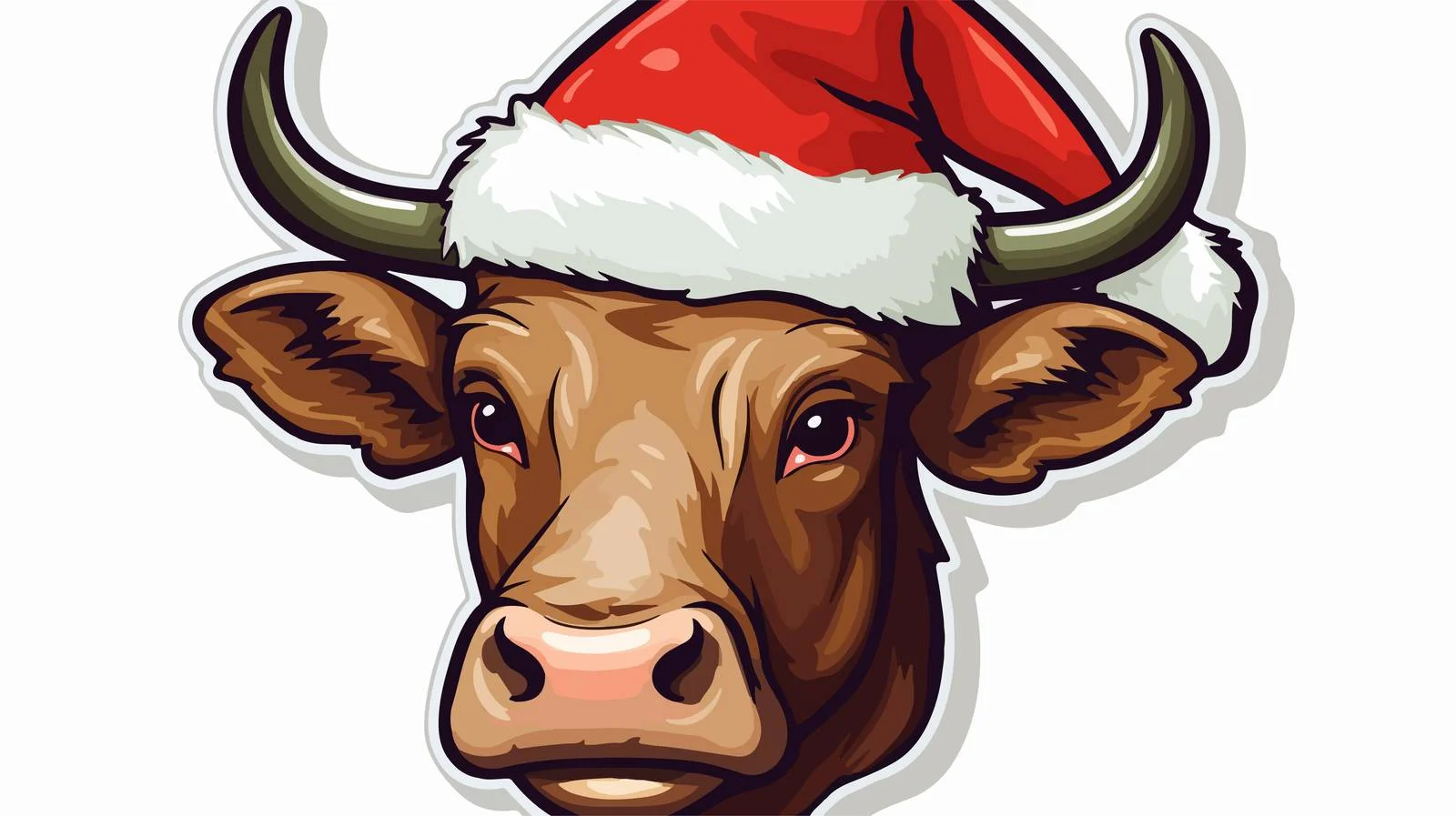 Cheerful Christmas Bull Sticker Art — free download from Dotvec