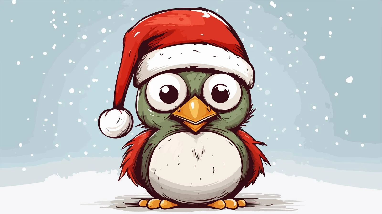 Whimsical Santa Bird Cartoon Illustration — free download from Dotvec