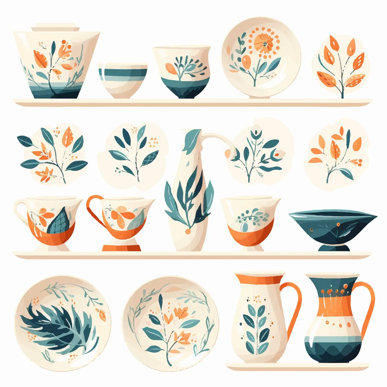 Handmade Ceramic Porcelain Vector Illustration Set — free download from Dotvec