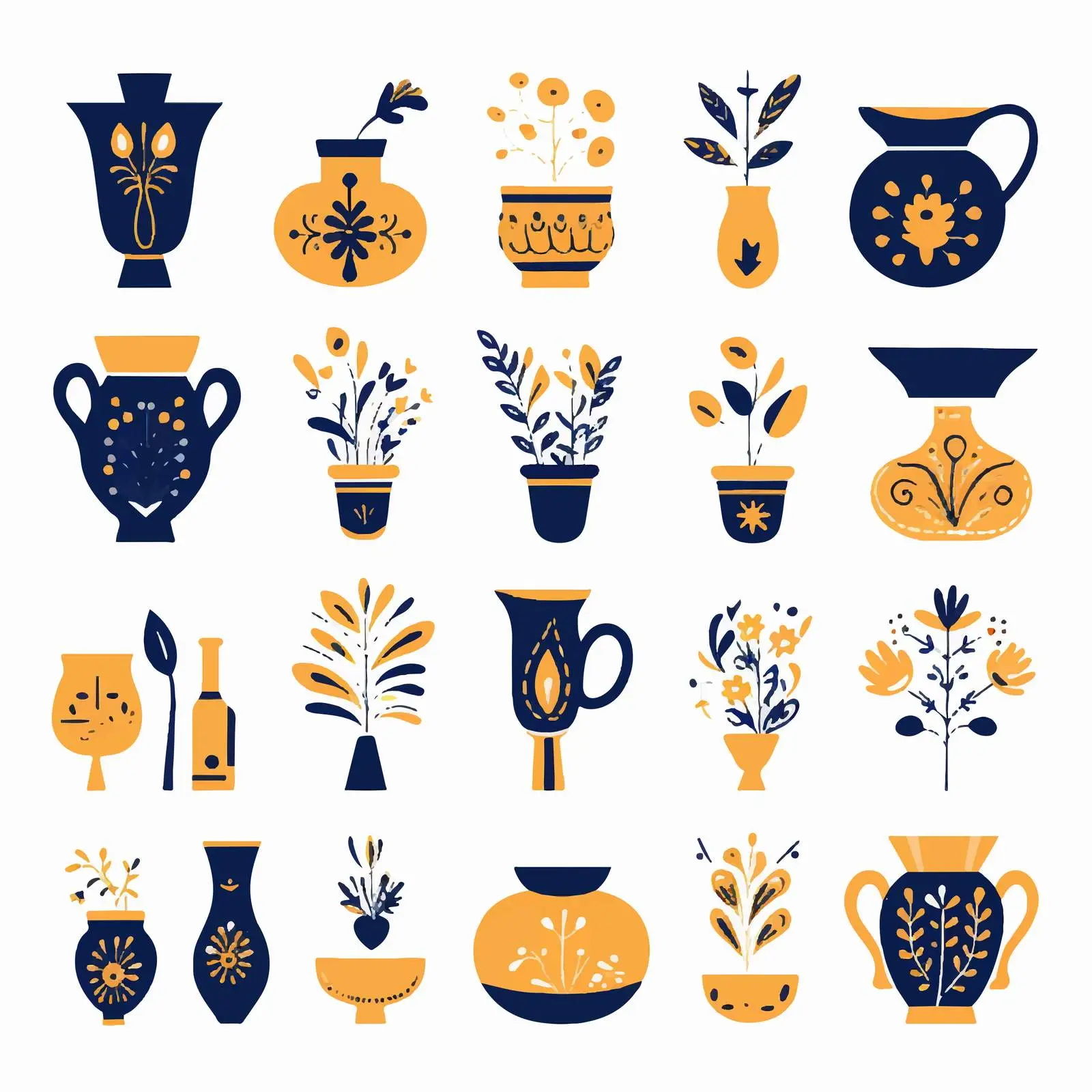 Handmade Ceramic Porcelain Vector Illustration Set — free download from Dotvec