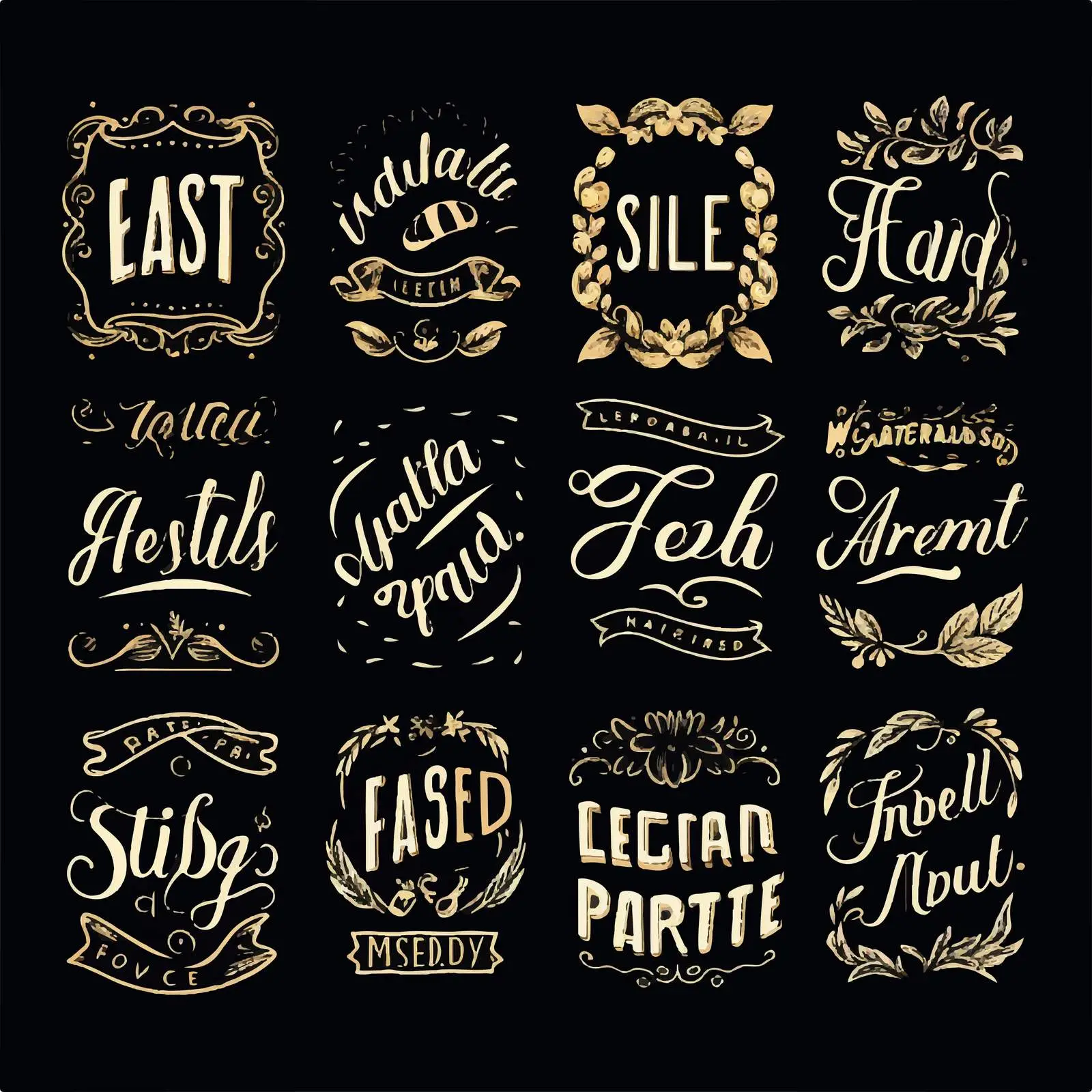 Handmade Label Lettering Set on Black Background — free download from Dotvec