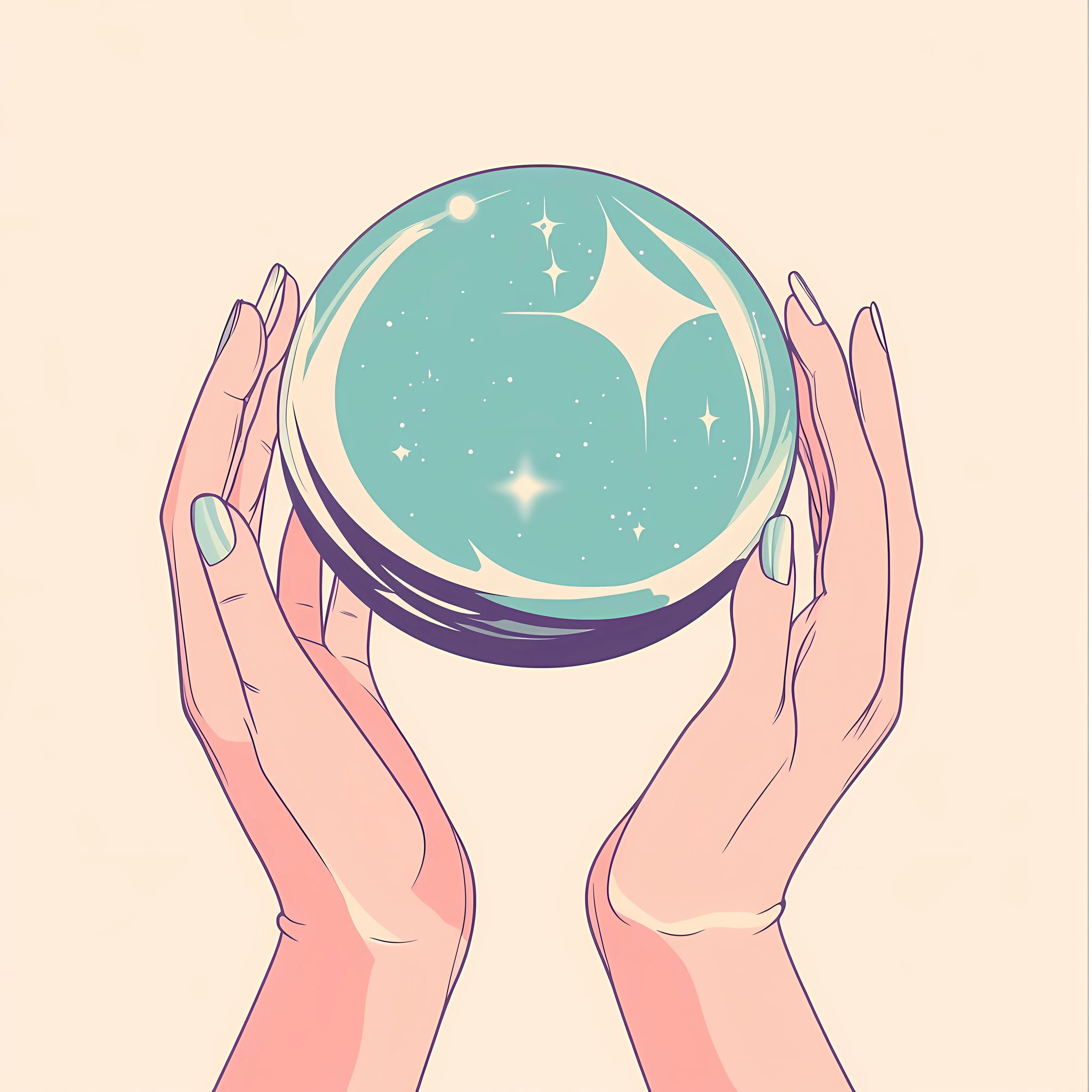 Hands Holding Crystal Ball Vector Illustration — free download from Dotvec
