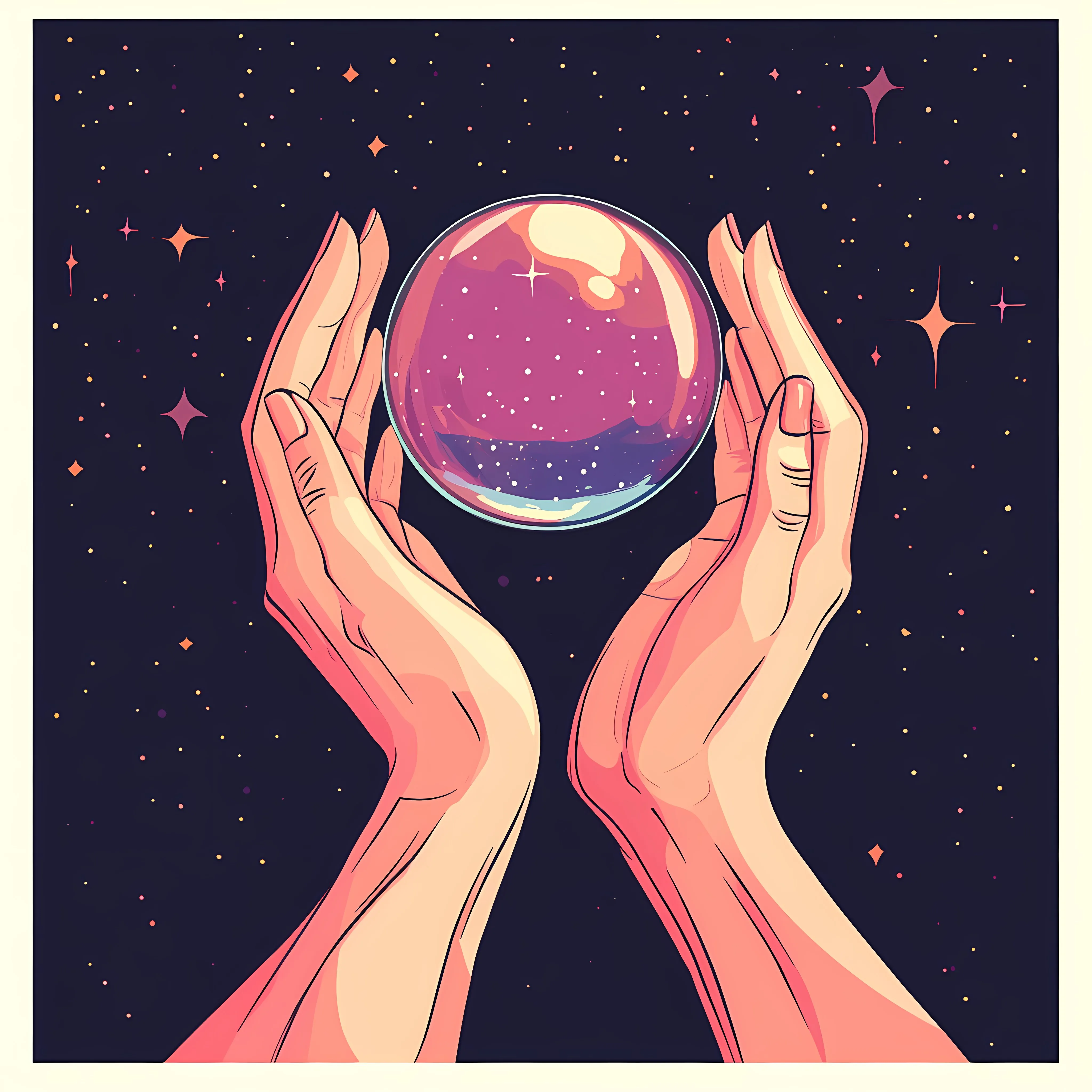 Flat Vector Illustration of Hands and Crystal Ball – free crystal ball image from Dotvec