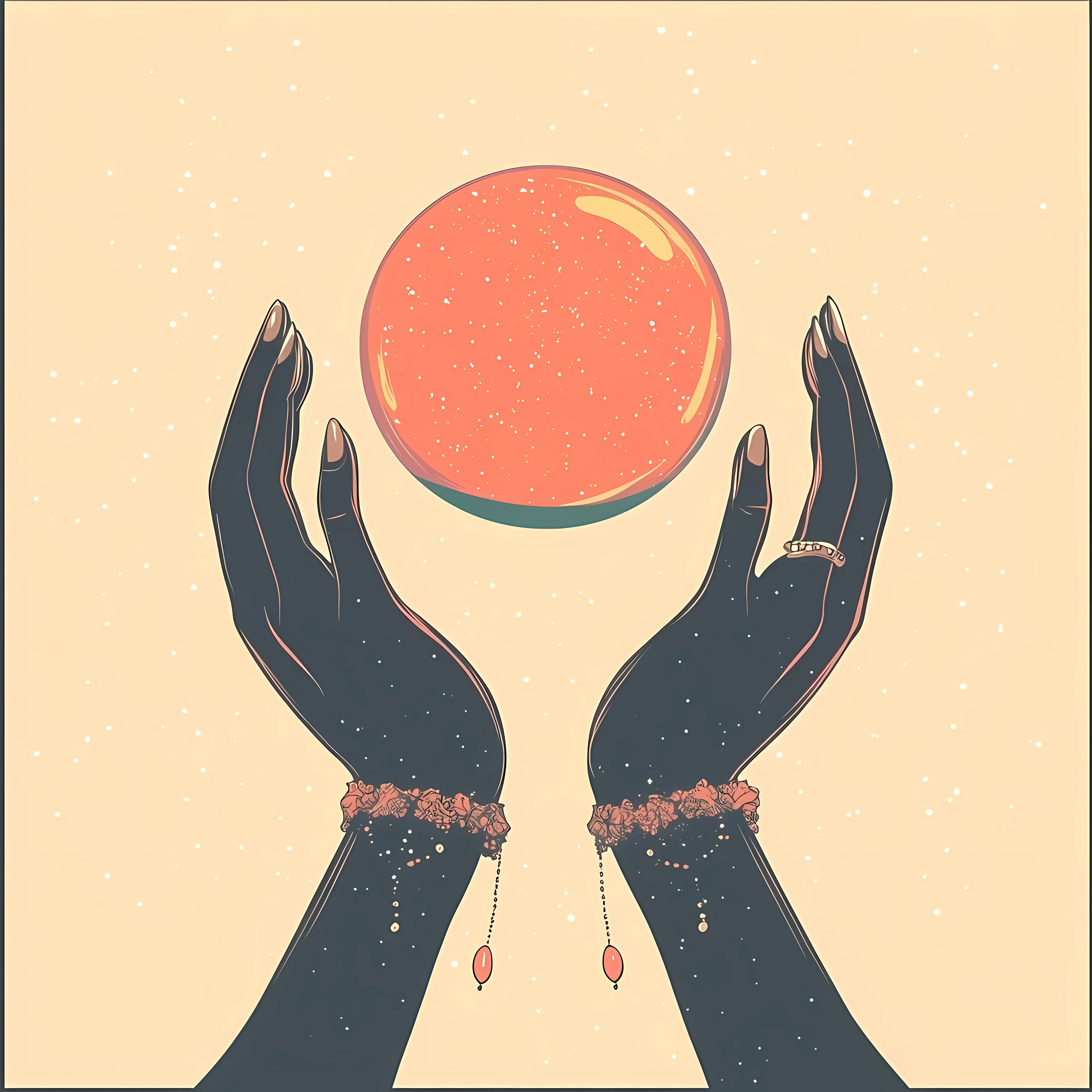 Hands Fortune Teller with Crystal Ball Illustration – free new age image from Dotvec
