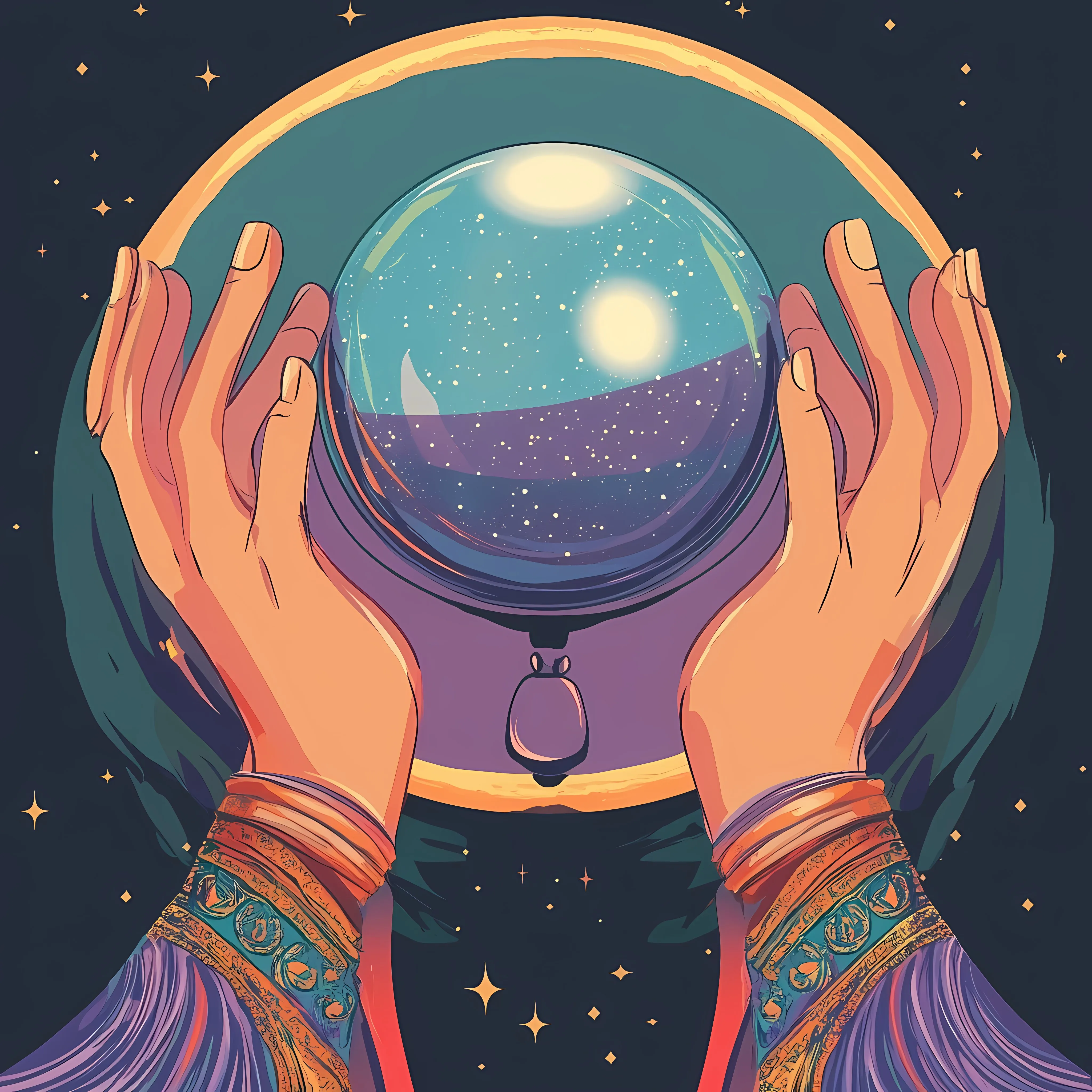 Hands Fortune Teller with Crystal Ball Illustration — free download from Dotvec