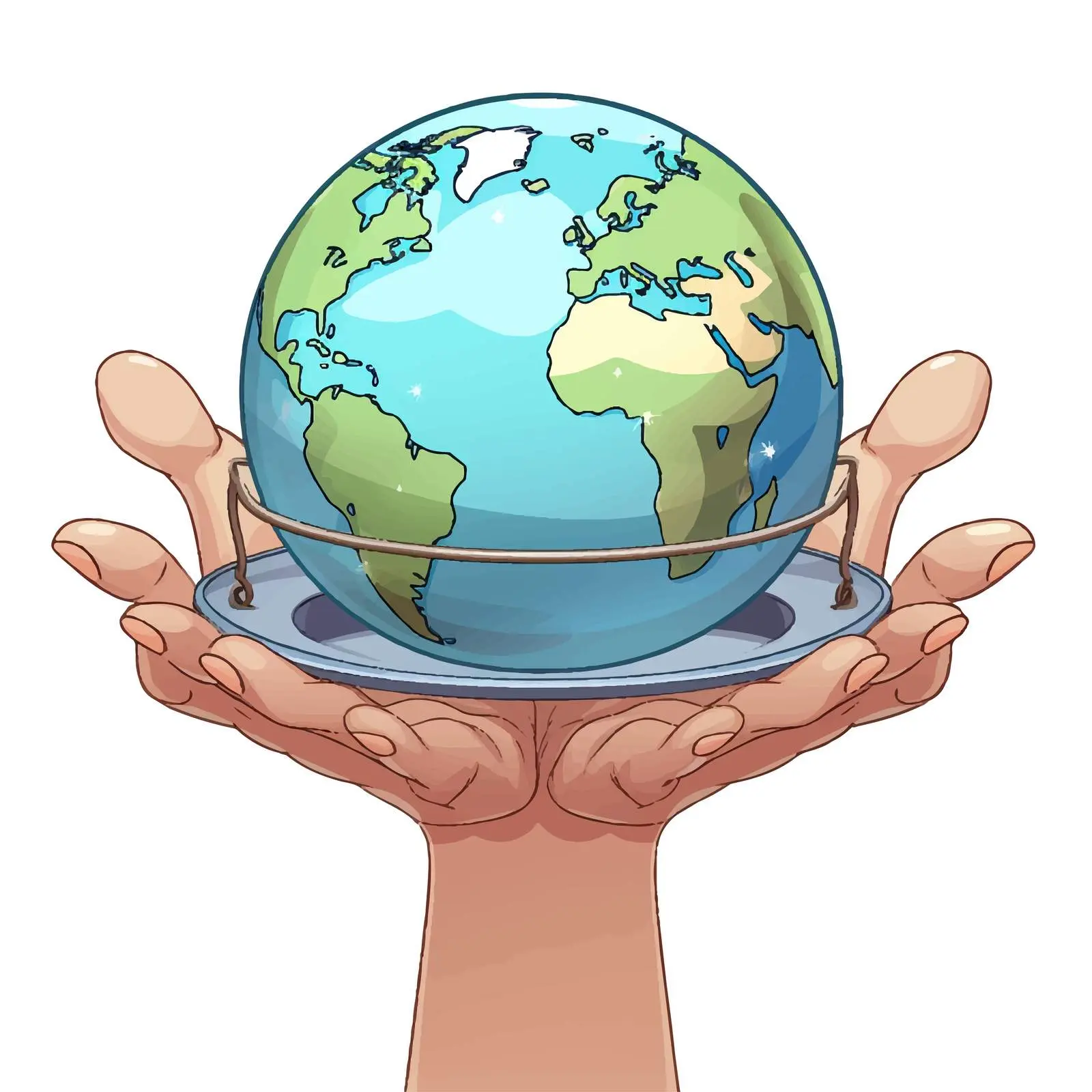 Hands Holding Scale with Earth Vector Illustration – free globalization image from Dotvec