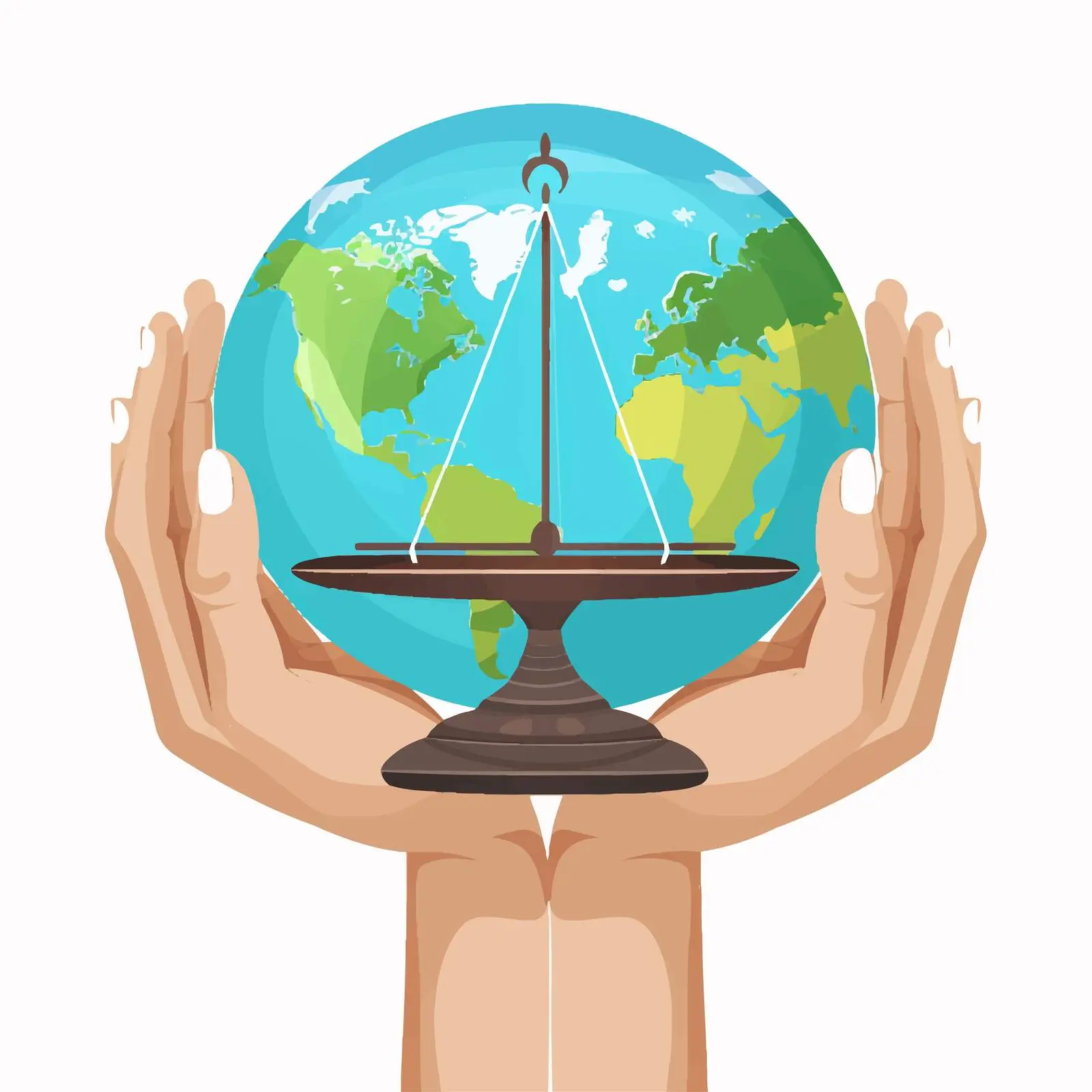 Hands Holding Scale with Earth Vector Image — free download from Dotvec