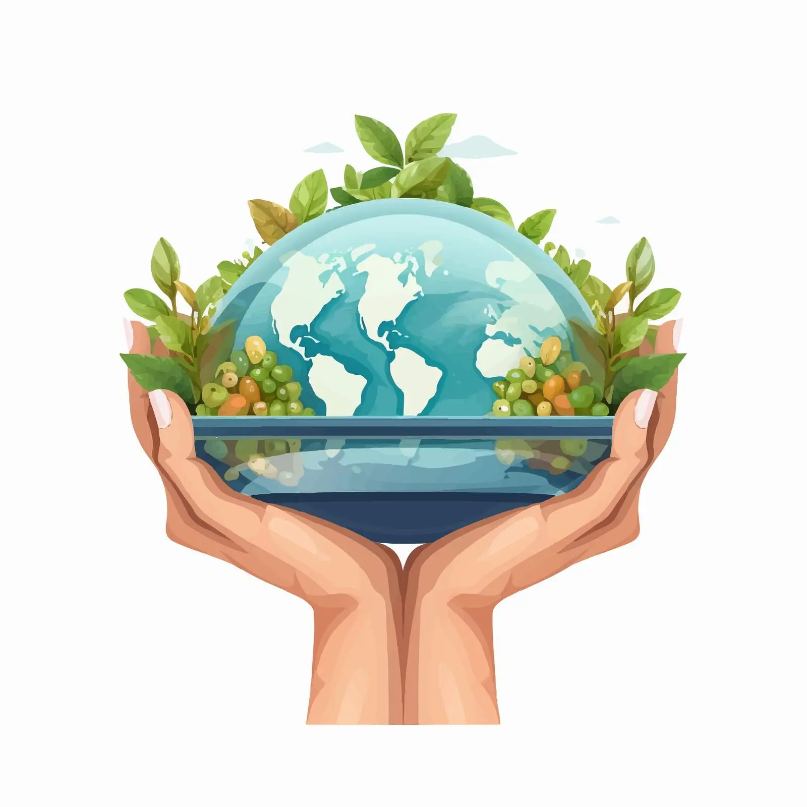 Hands Holding Scale with Earth Vector Illustration — free download from Dotvec