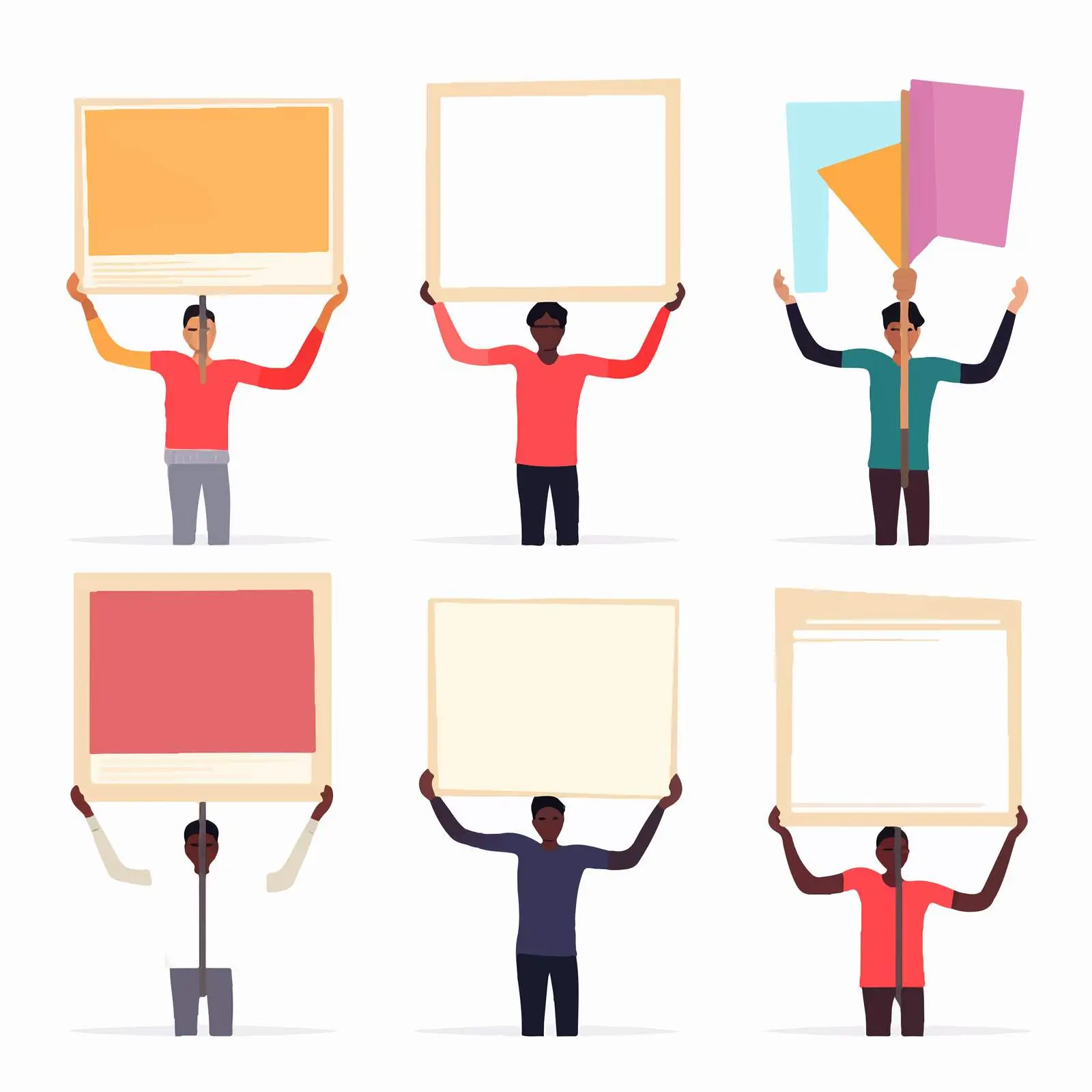 Hands Holding Blank Placards on Sticks Set — free download from Dotvec