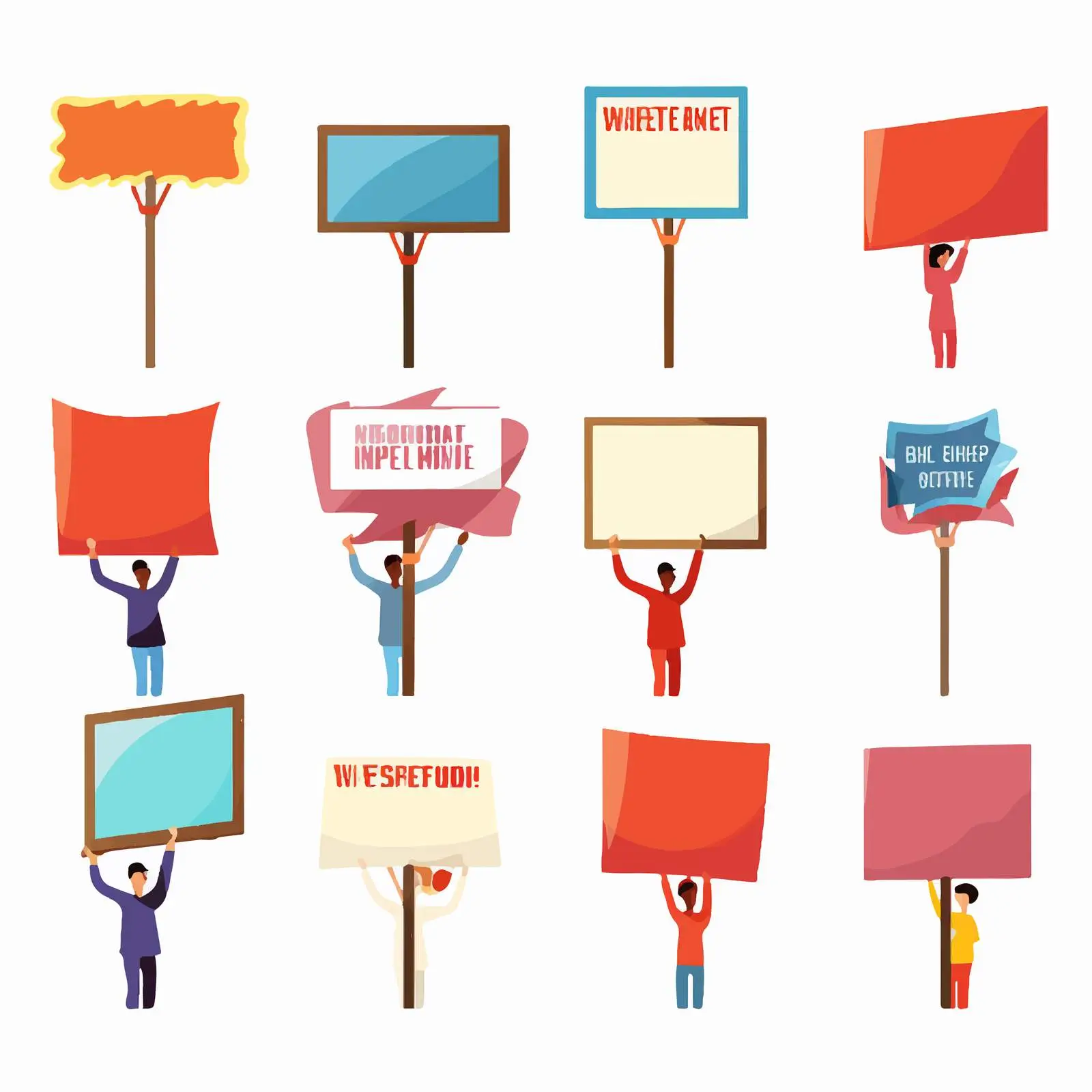 Hands Holding Blank Sign Boards on Sticks — free download from Dotvec