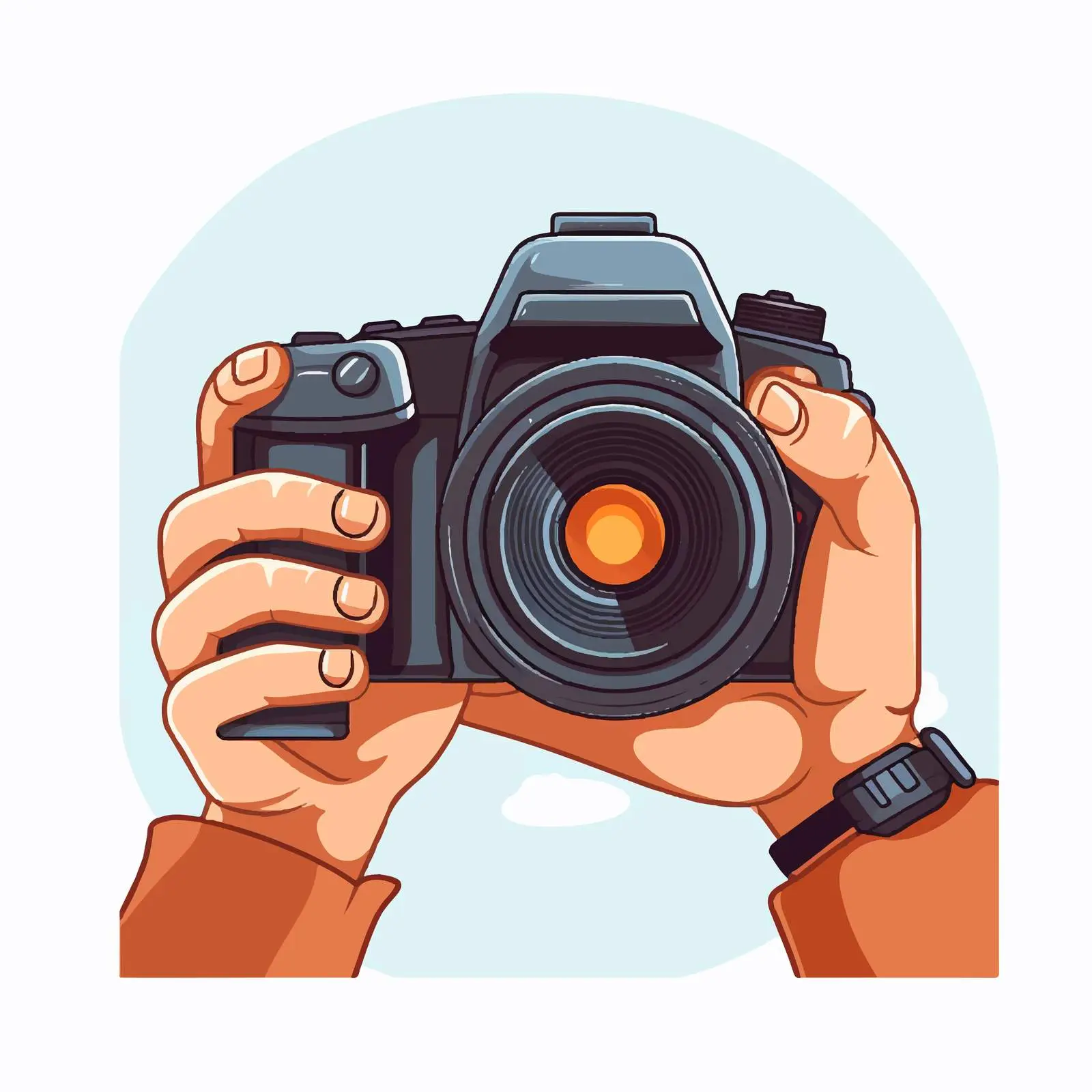 Hands Holding Digital Camera Vector Illustration — free download from Dotvec
