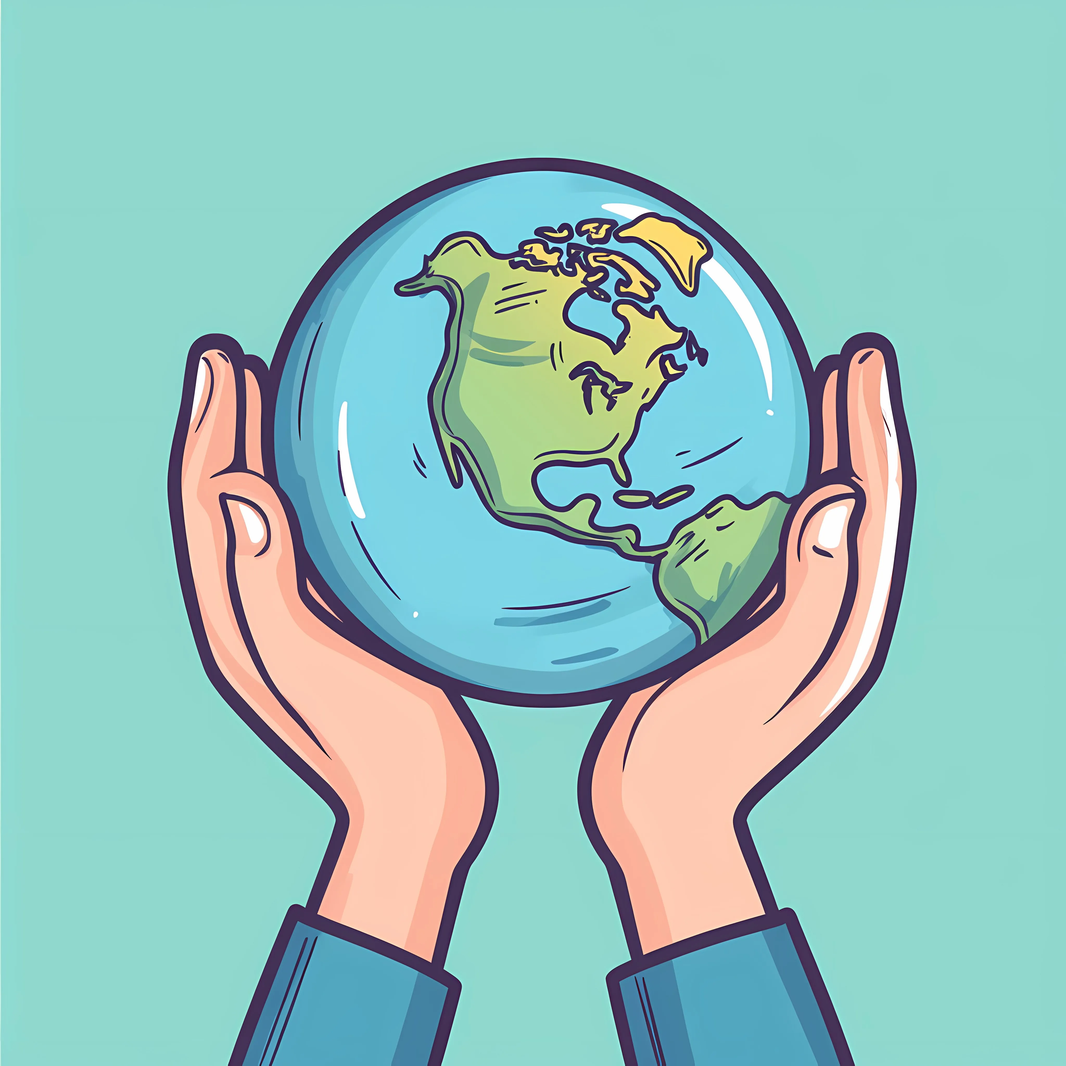 Cartoon Hands Holding Globe Flat Illustration — free download from Dotvec