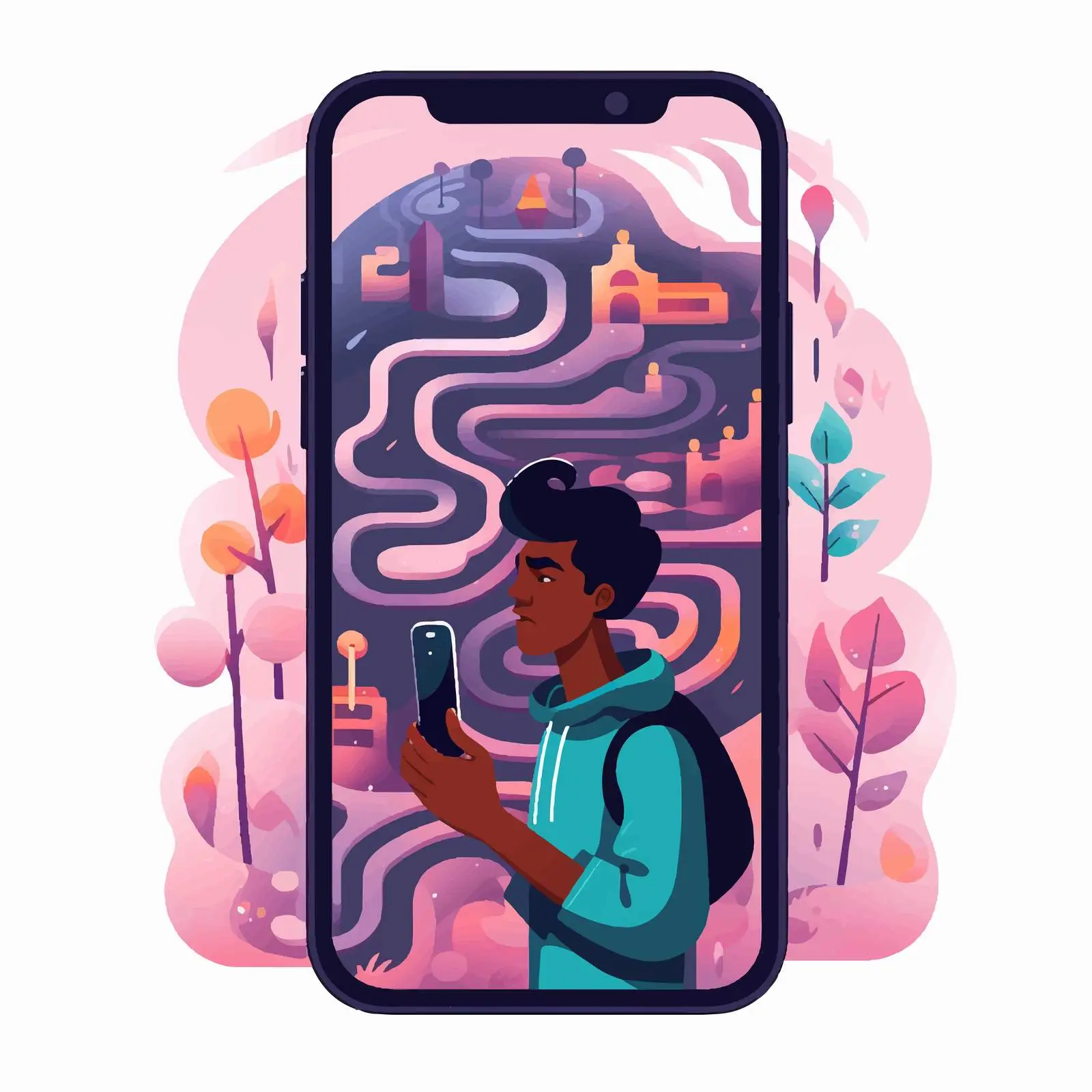 Gamer Playing Mobile Game on Smartphone — free download from Dotvec