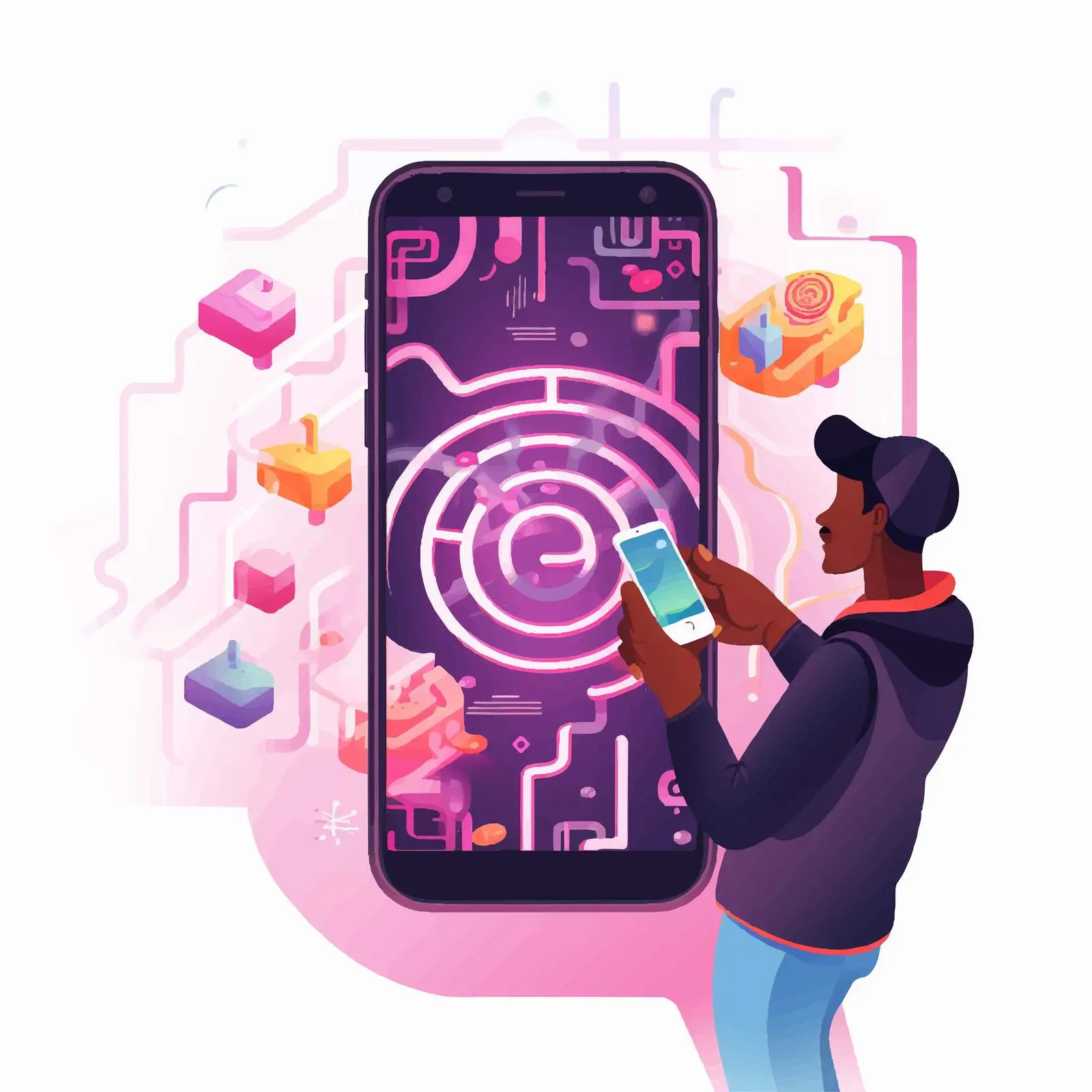 Gamer playing mobile game with phone — free download from Dotvec