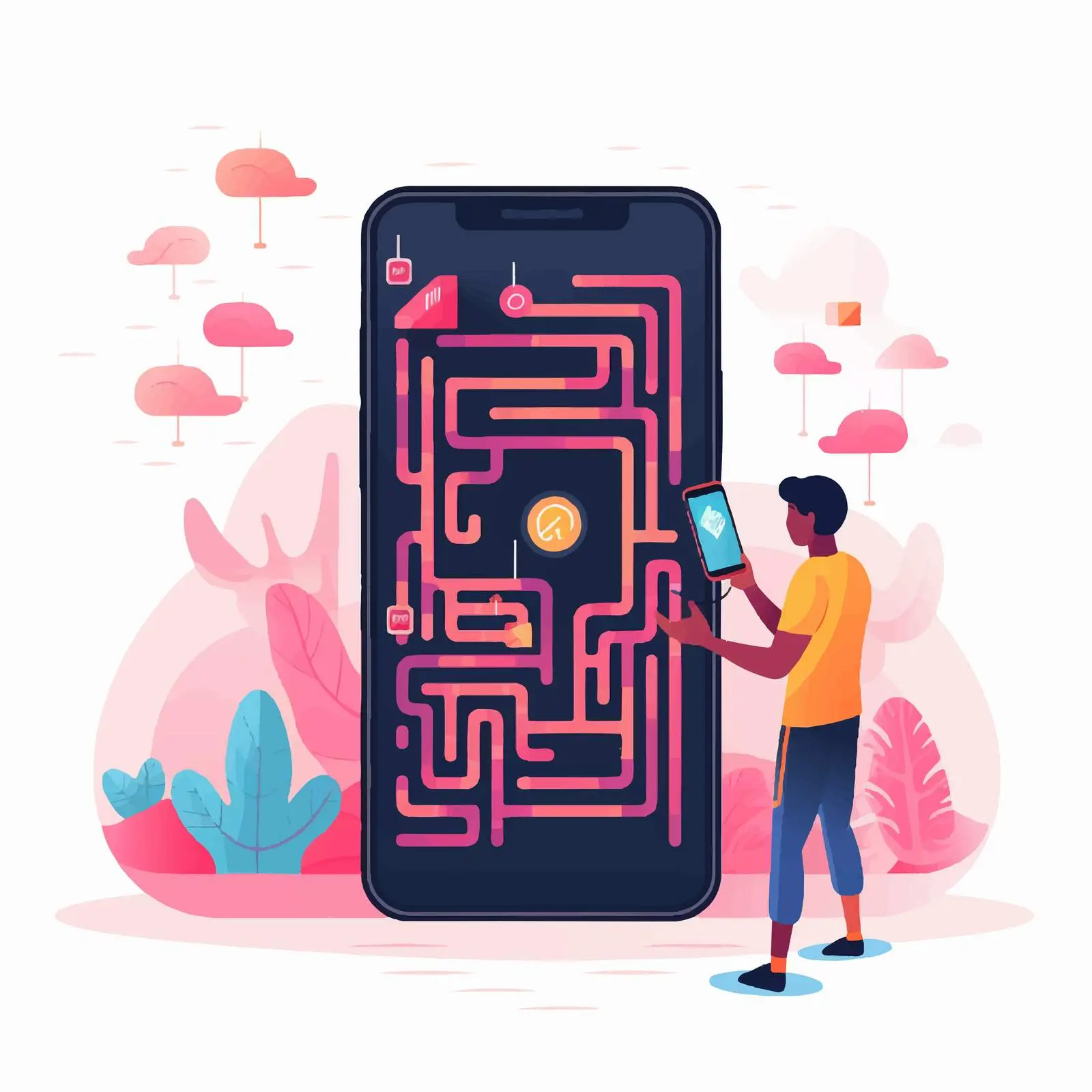 Gamer Playing Mobile Game on Smartphone — free download from Dotvec