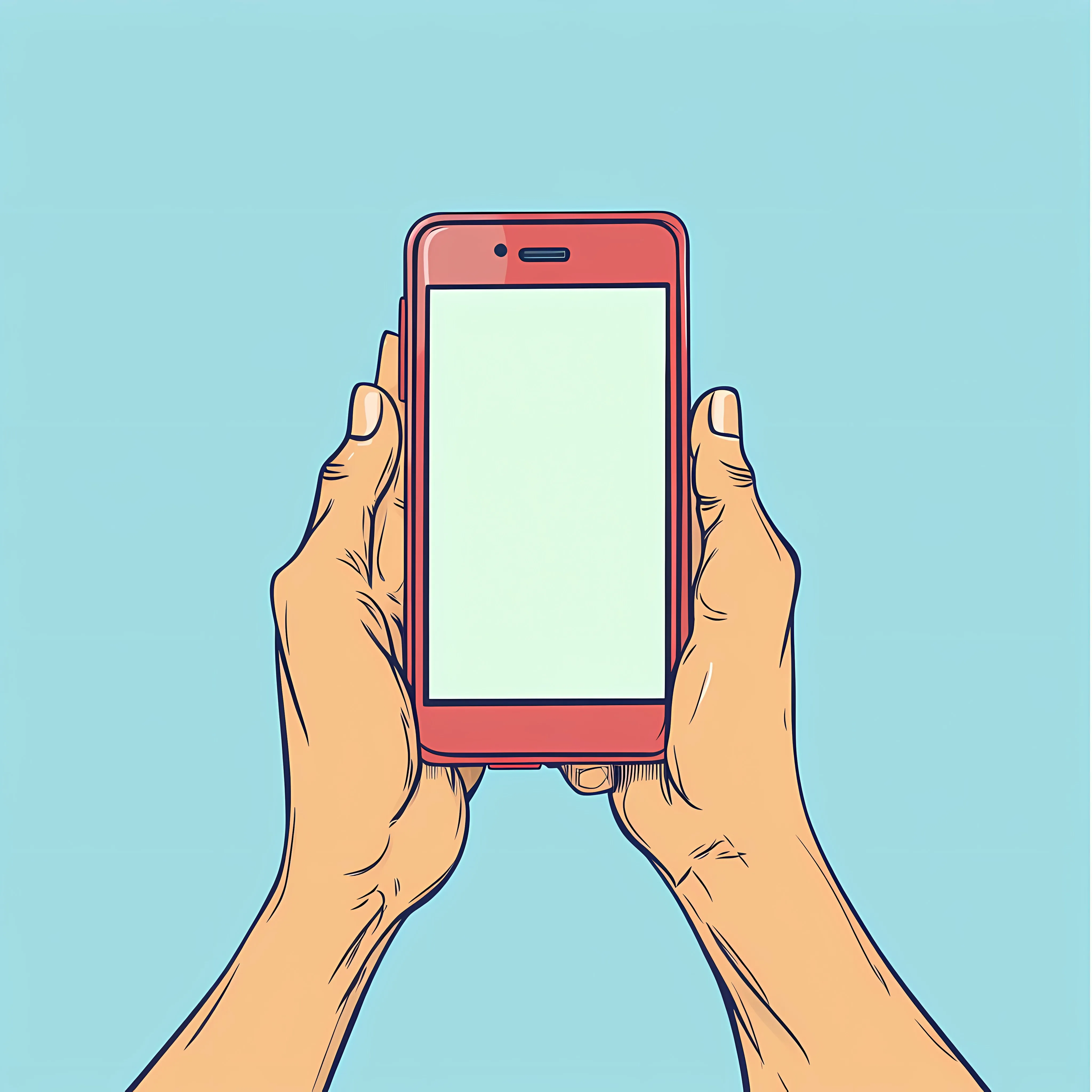Colorful Cartoon Illustration of Hands Holding Phone — free download from Dotvec