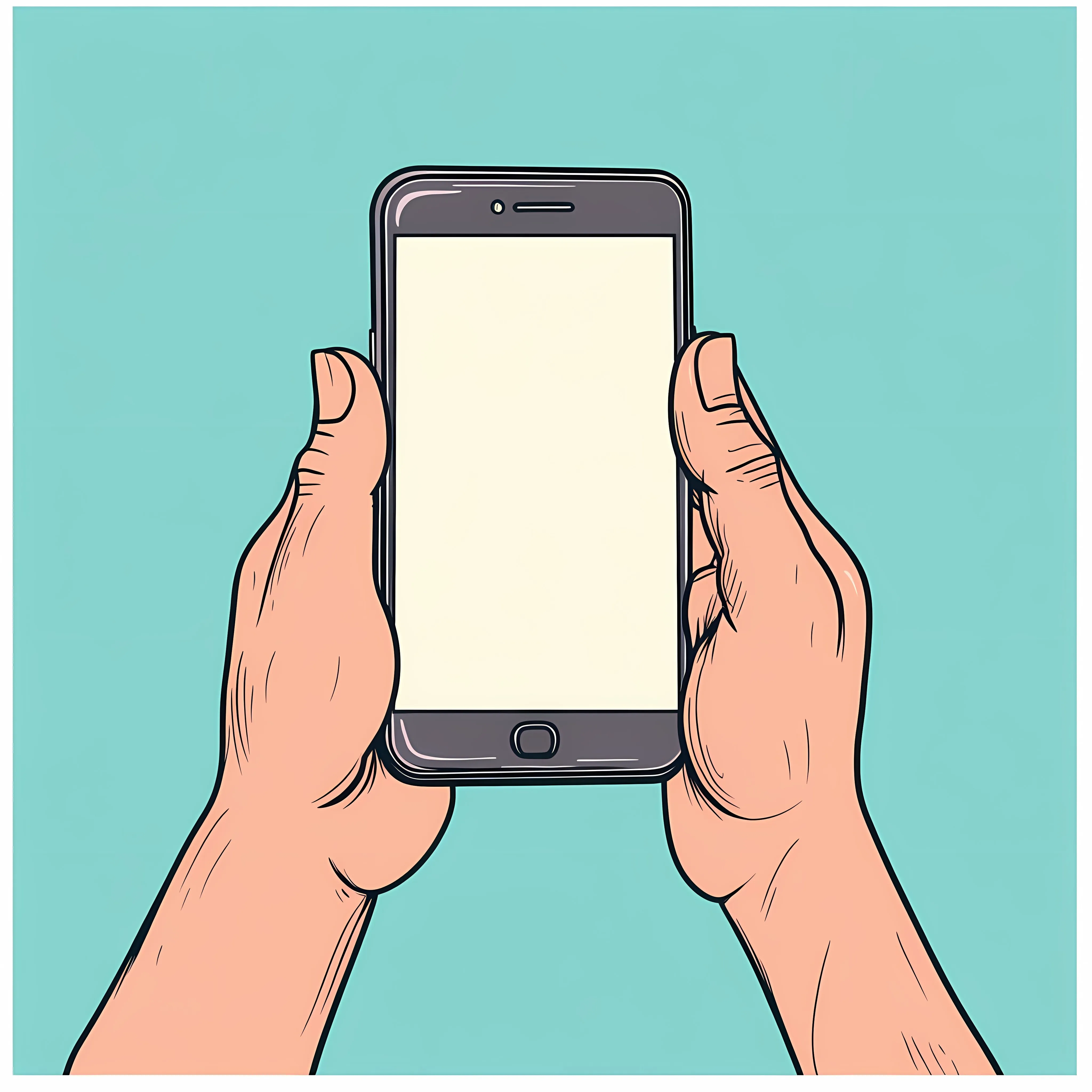 Hands Holding Phone Cartoon Illustration — free download from Dotvec