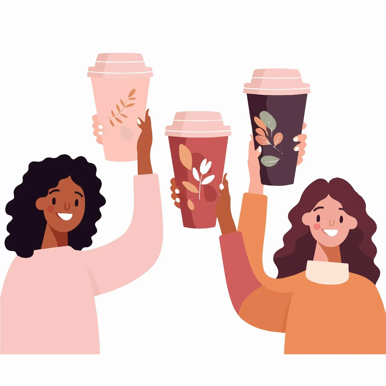 Hands Holding Takeaway Coffee and Tea Cups — free download from Dotvec