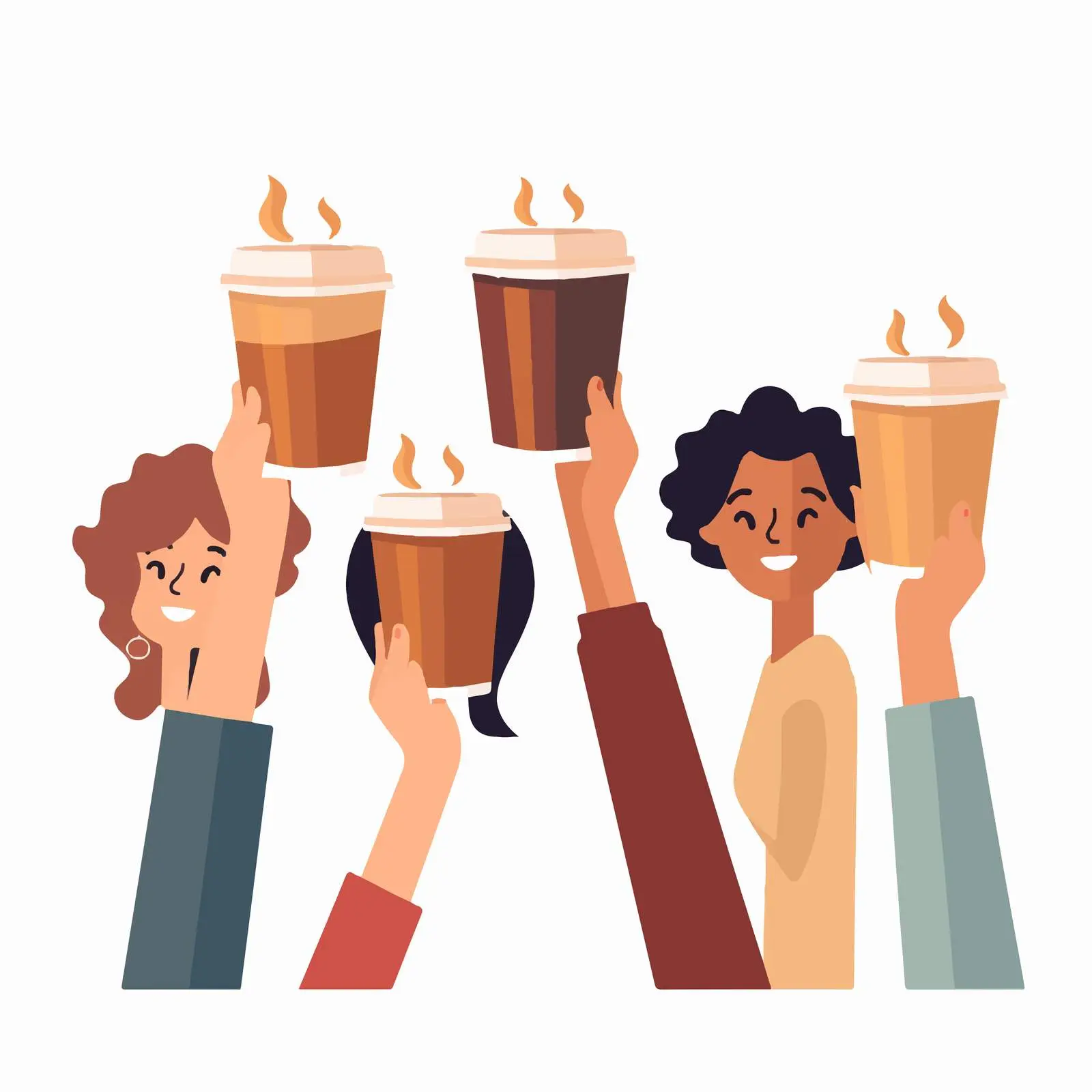 Hands Holding Takeaway Coffee and Tea Cups — free download from Dotvec
