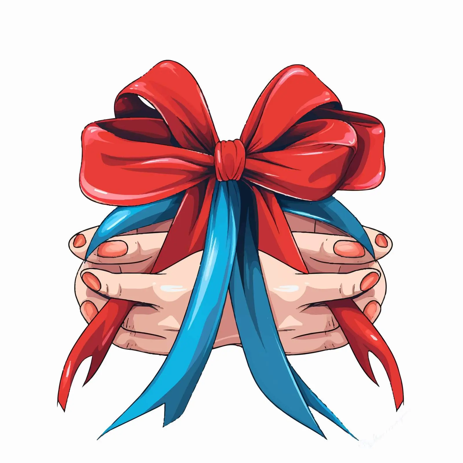 Cartoon Vector of Hands with Protection Ribbon — free download from Dotvec