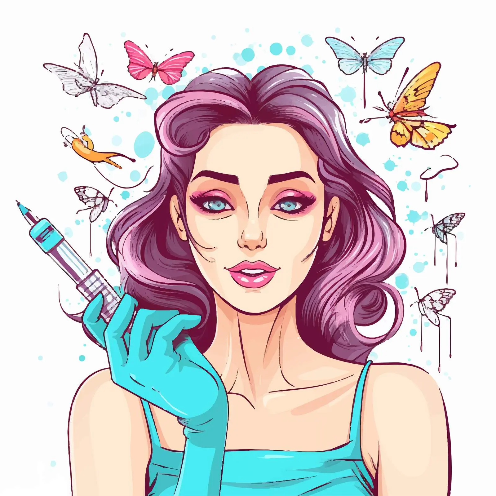 Syringe Beauty Concept with Hand and Glove — free download from Dotvec