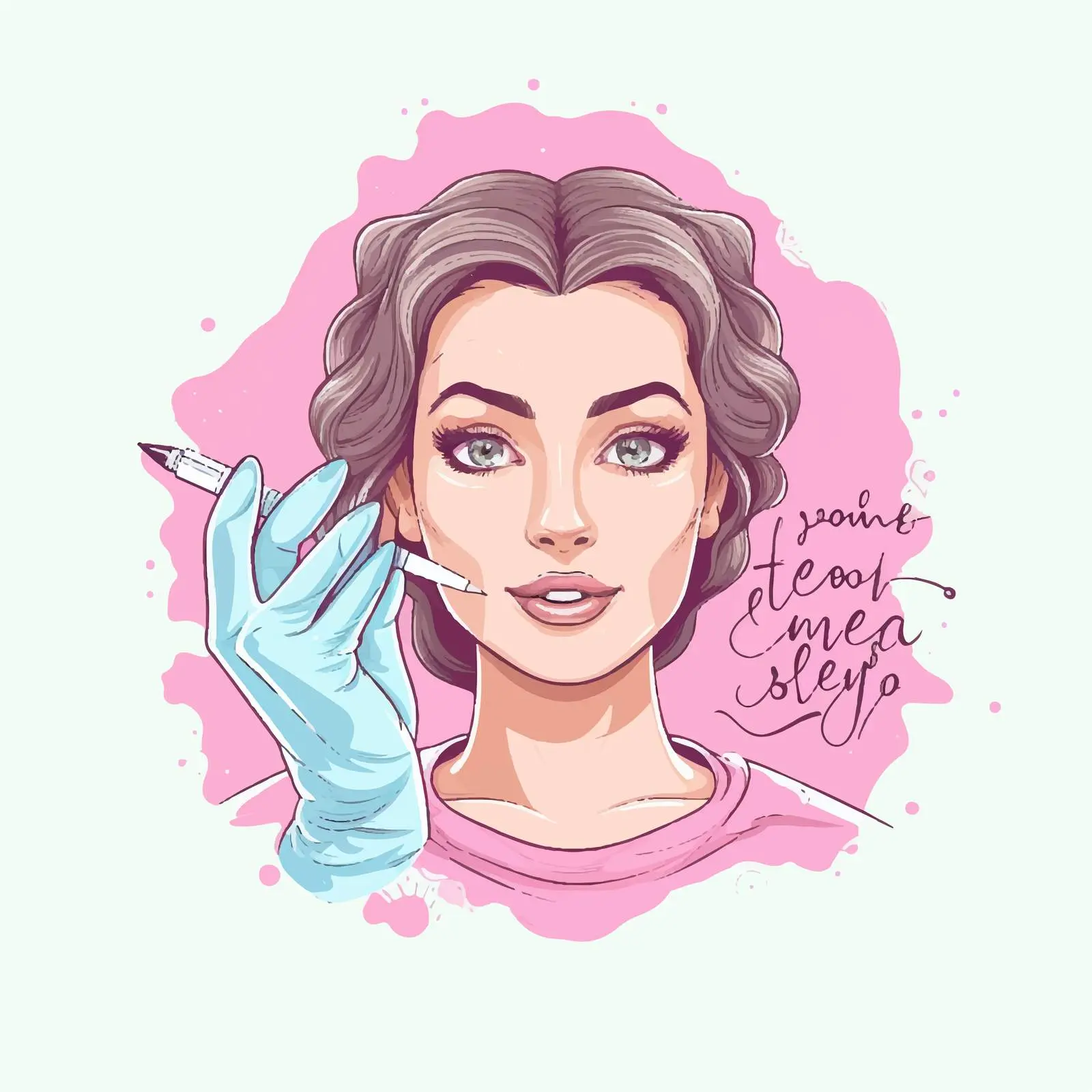 Syringe and Glove Illustration on Girl's Face — free download from Dotvec