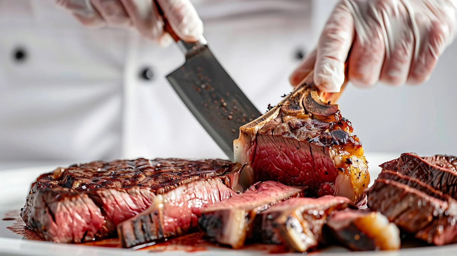 Chef Slicing Tomahawk Steak in White — free download from Dotvec