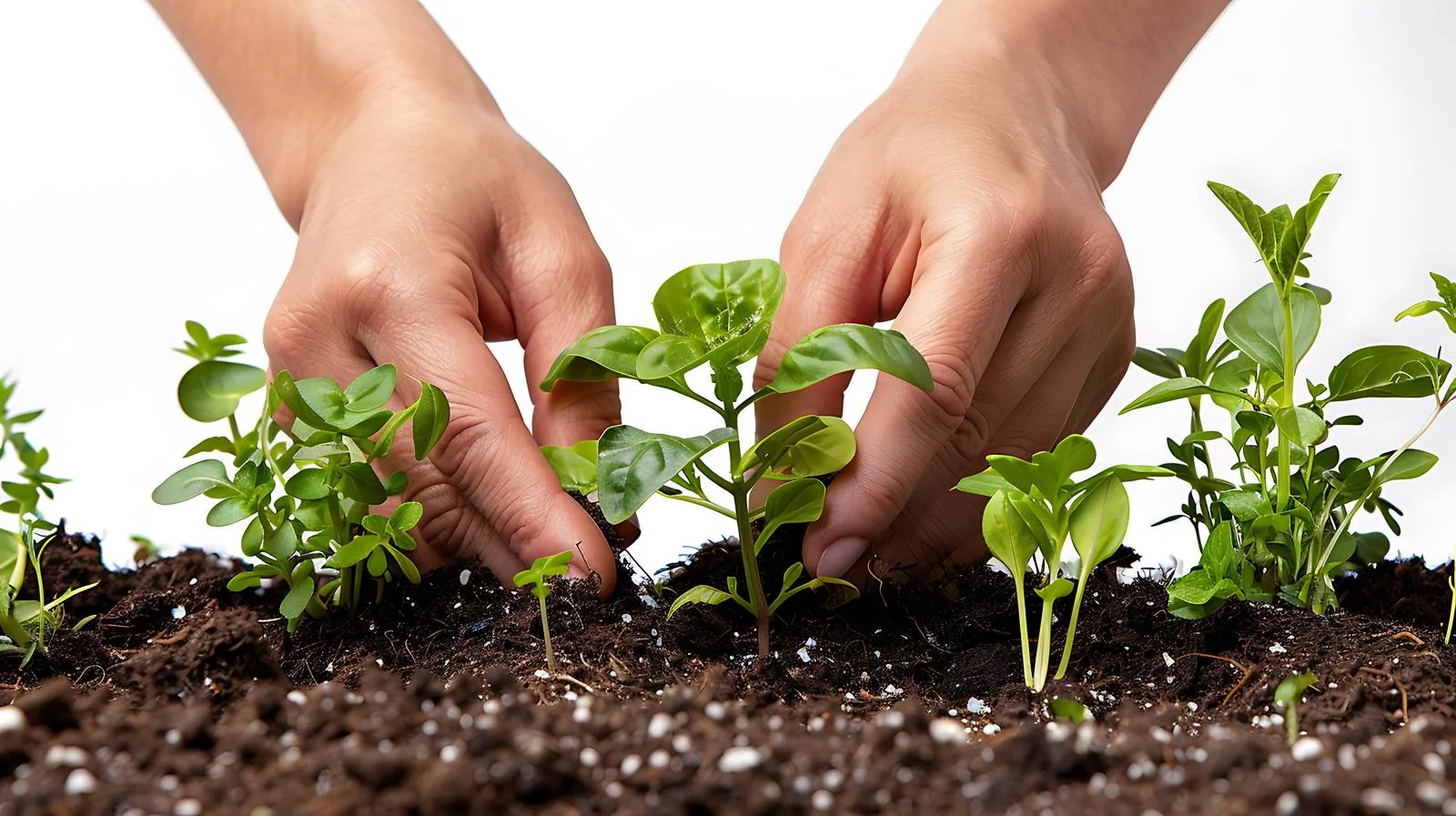 Planting Culinary Herbs: Woman's Hands Care — free download from Dotvec