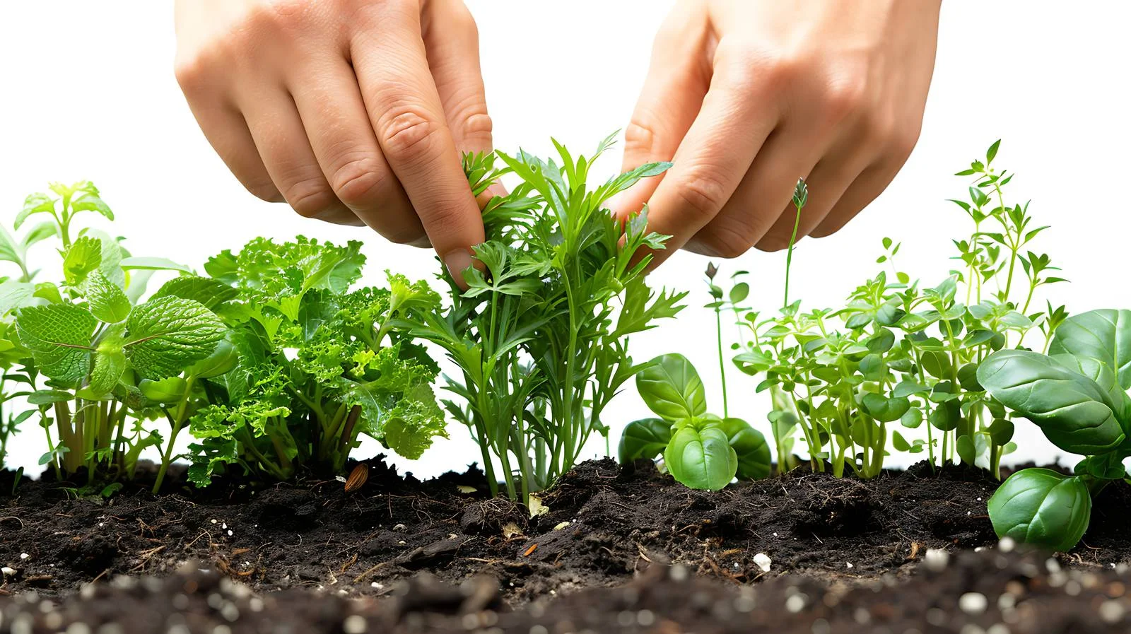 Woman's Hands Planting Culinary Herbs Indoors — free download from Dotvec